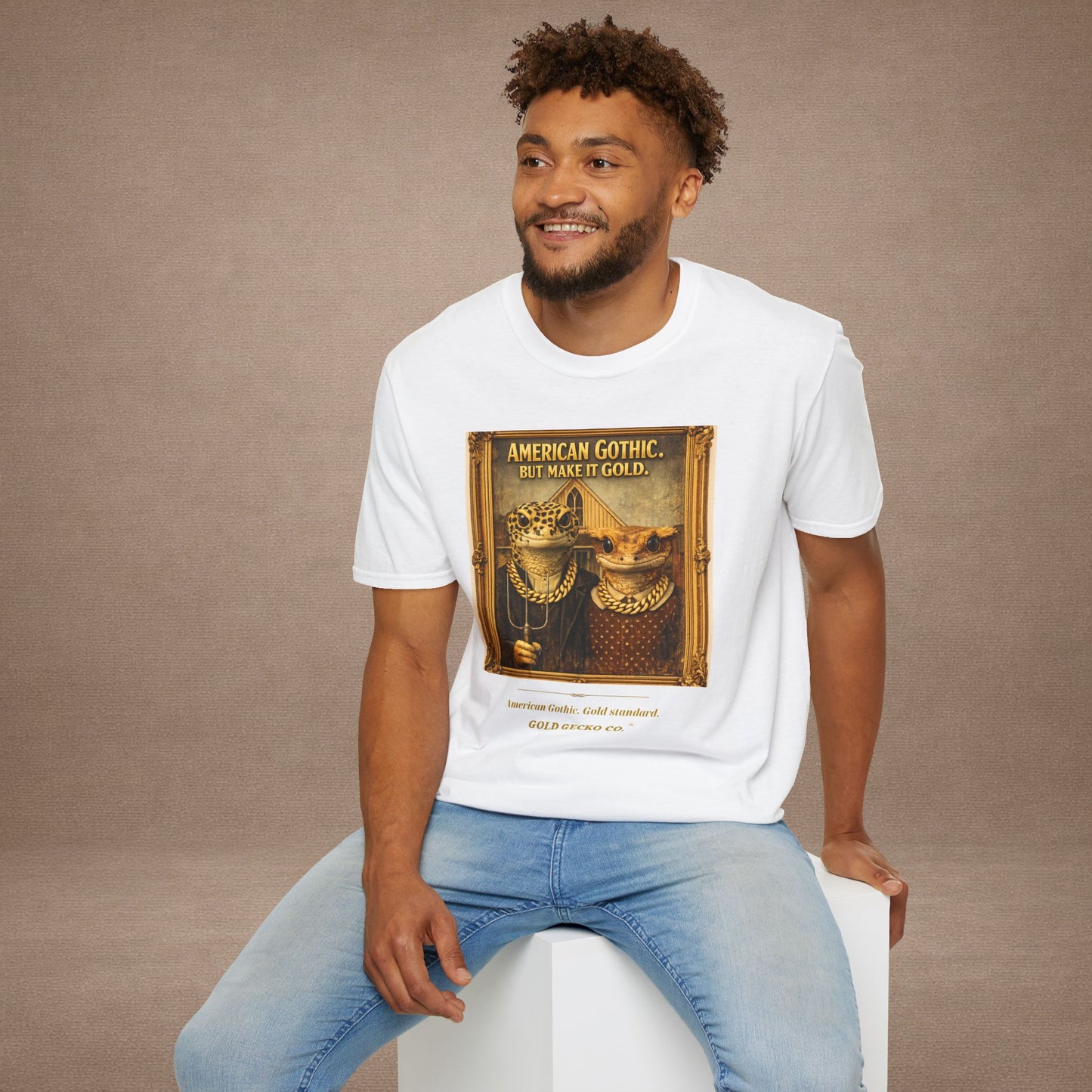 Design #col19-2 American Gothic Gecko — Fine Art Tee