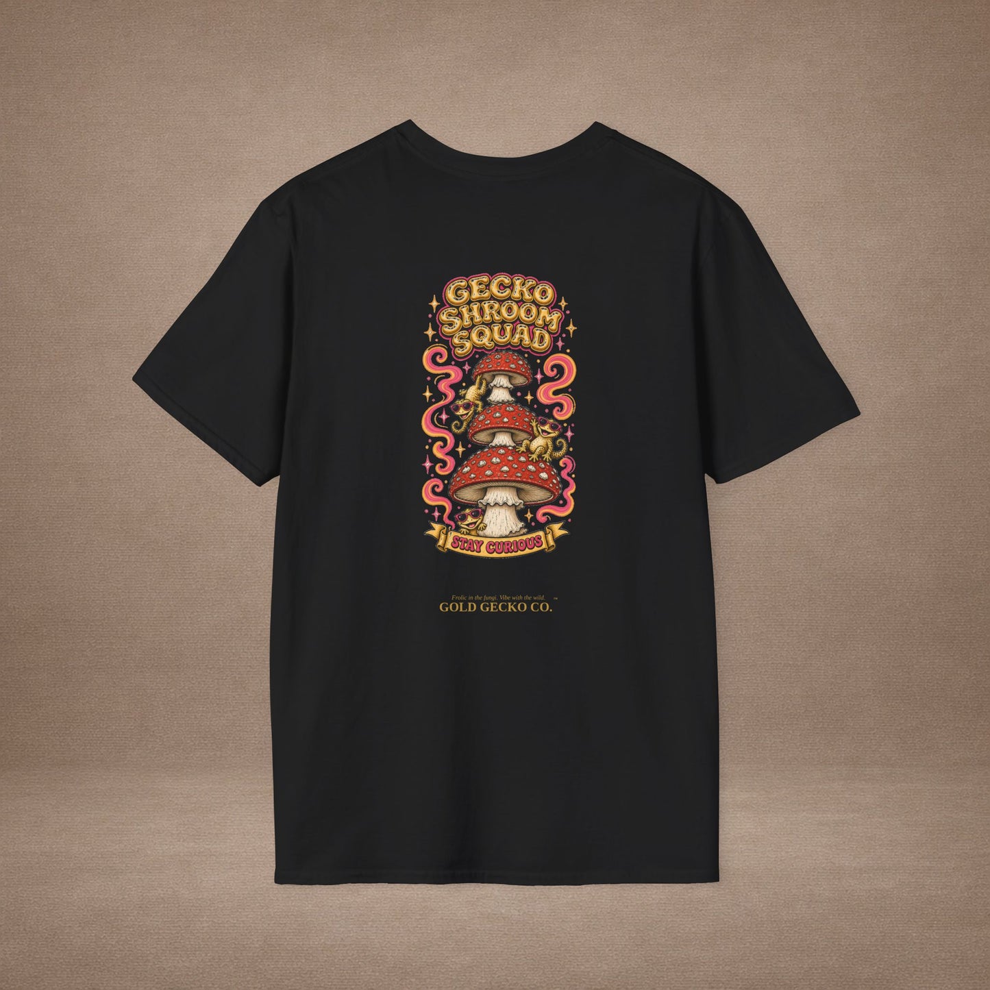 Shroomin' Around cottagecore mushroom & gecko t-shirt — Gold Gecko Co.