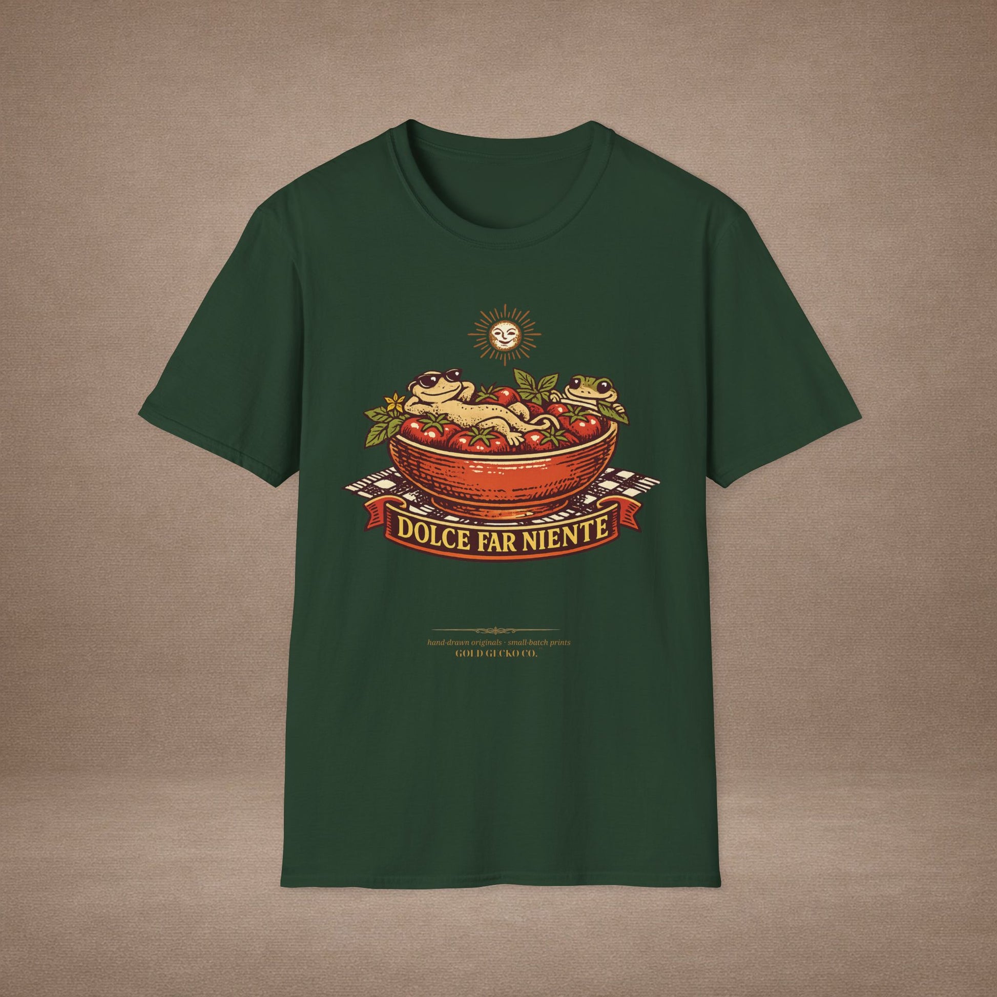 Pomodoro Dolce Italian tomato & basil graphic t-shirt — Gold Gecko Co.
