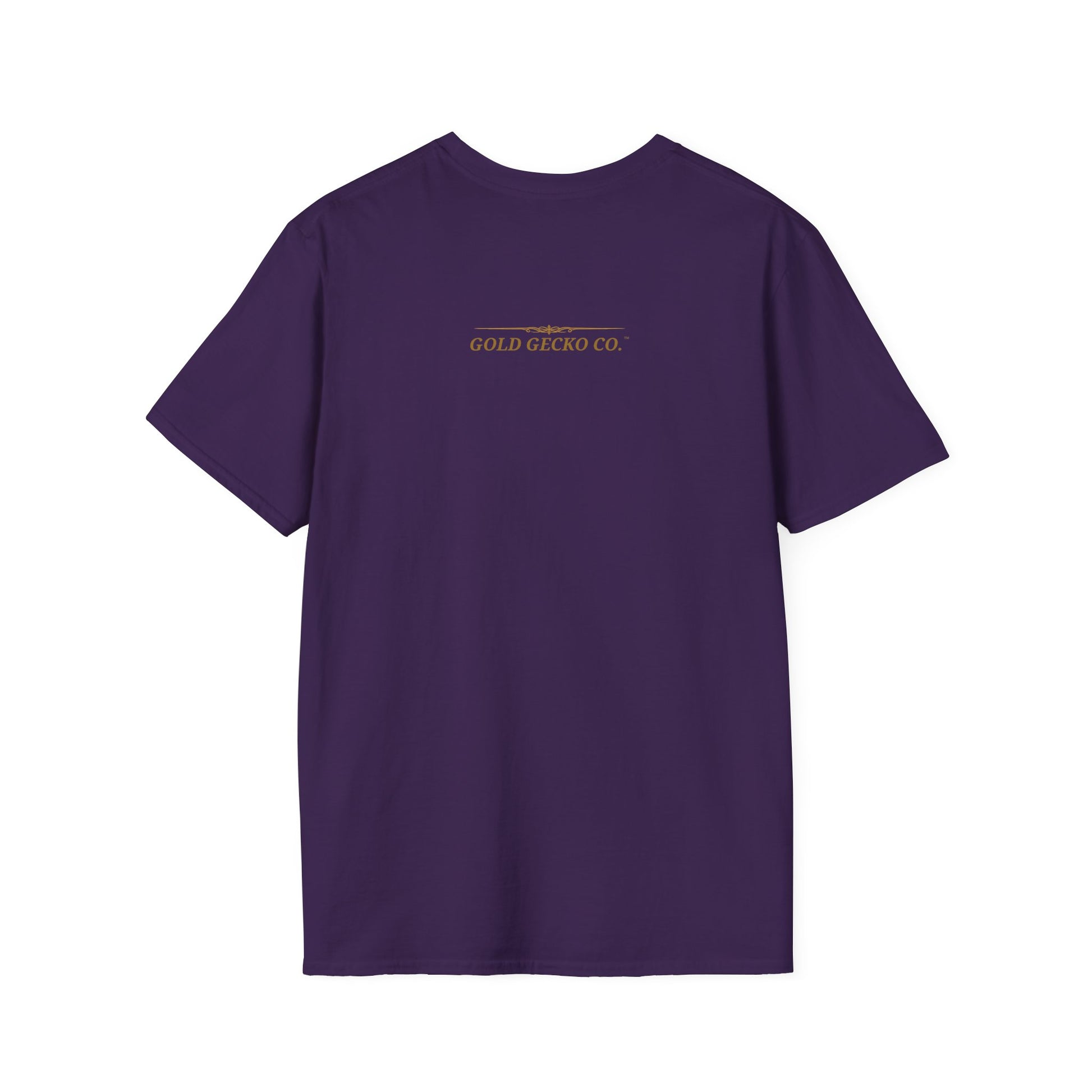 Amethyst Crested Gecko single-line art with amethyst purple gem eye — Gold Gecko Co. Line & Gold collection (Dark)