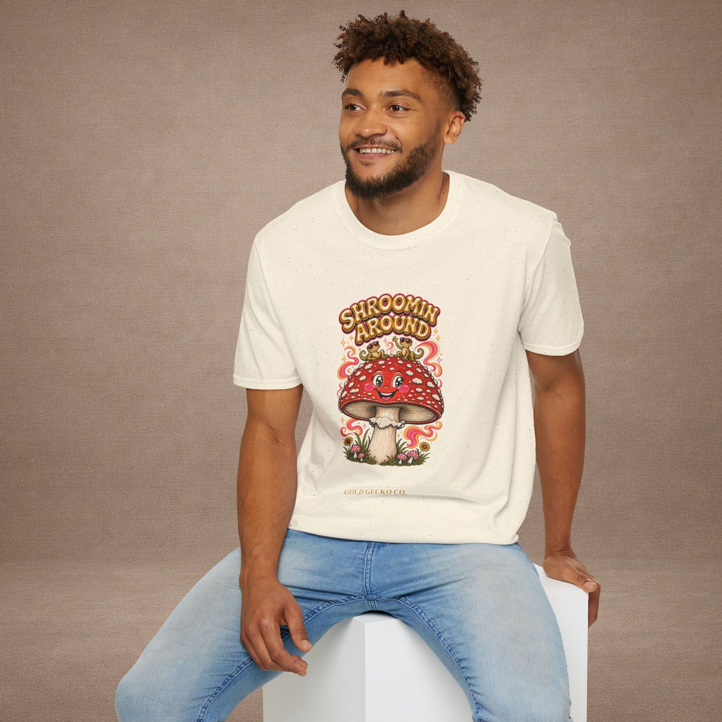 Shroomin' Around cottagecore mushroom & gecko t-shirt — Gold Gecko Co.