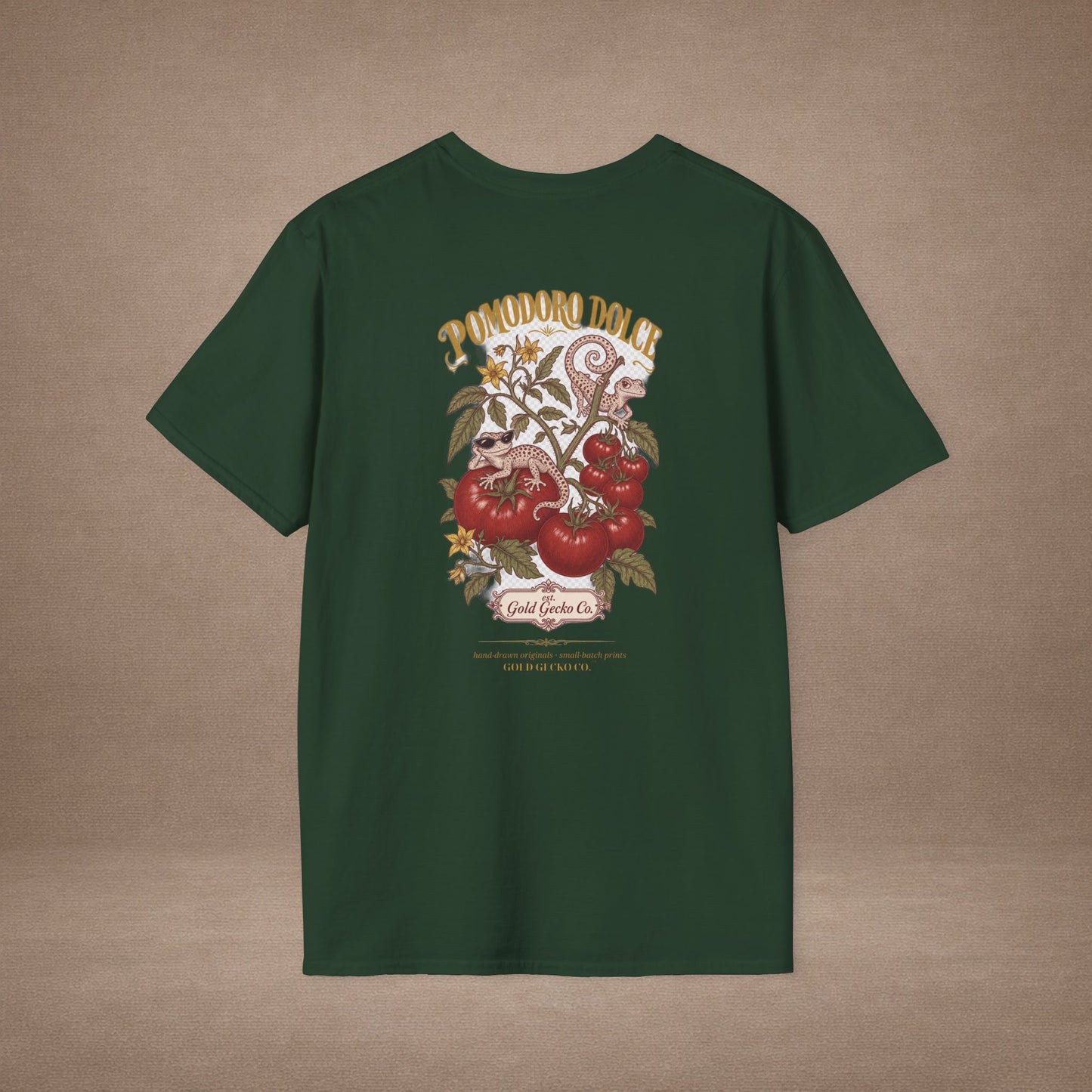 Pomodoro Dolce Italian tomato & basil graphic t-shirt — Gold Gecko Co.