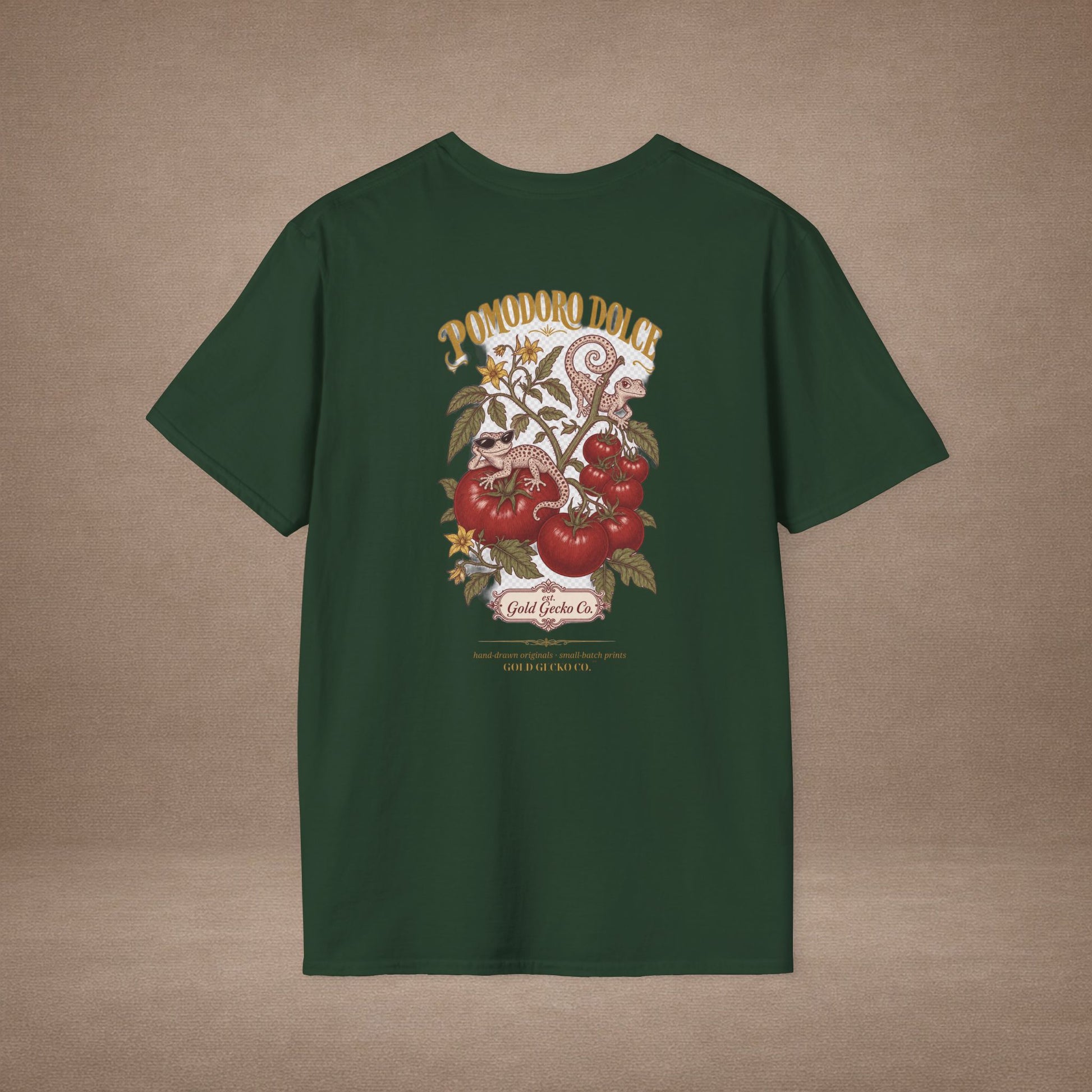 Pomodoro Dolce Italian tomato & basil graphic t-shirt — Gold Gecko Co.