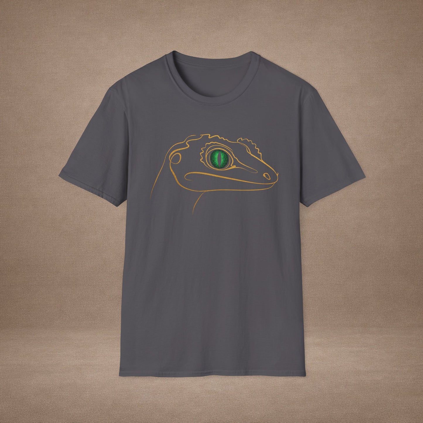 Emerald Gecko single-line art with emerald green gem eye — Gold Gecko Co. Line & Gold collection (Dark)