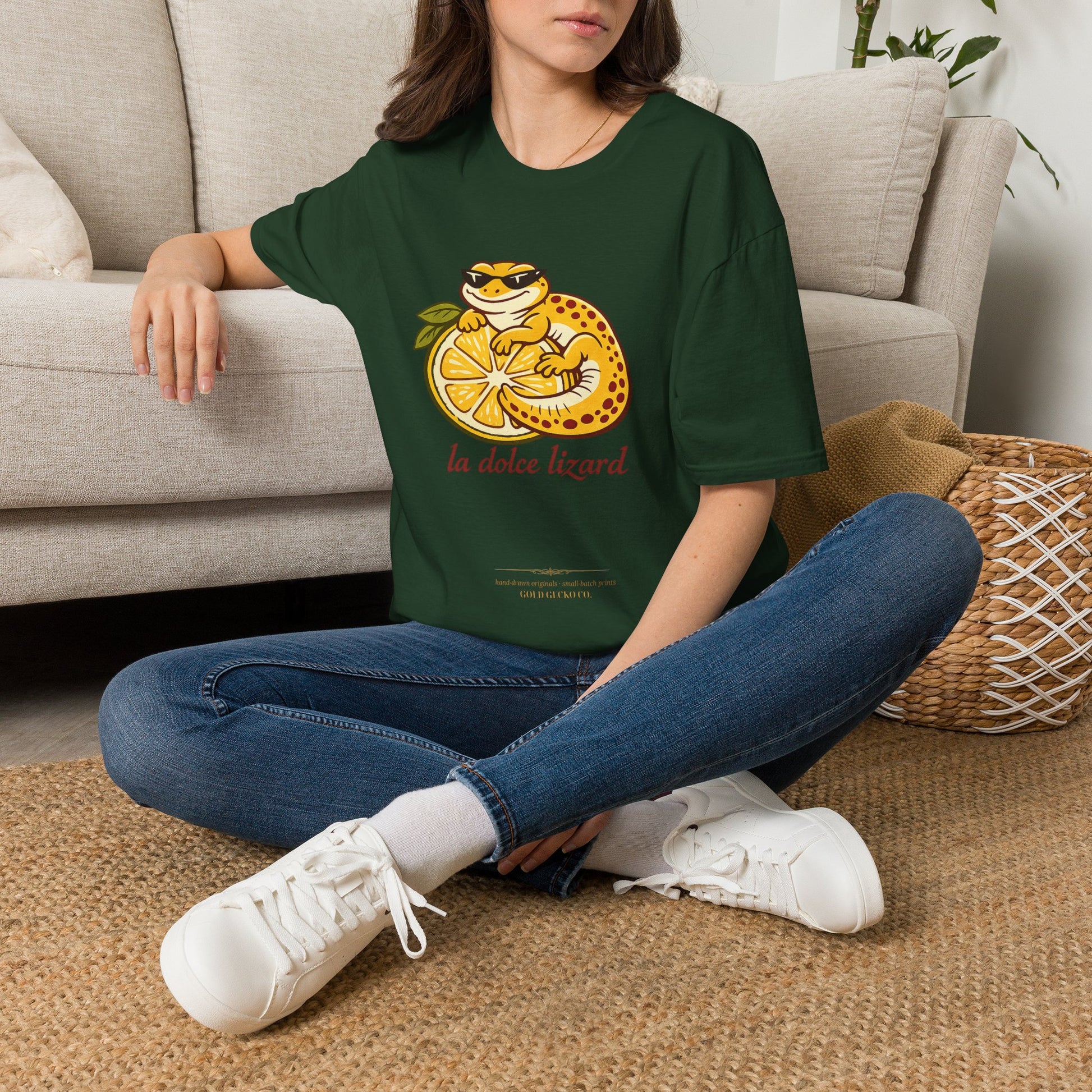 La Dolce Lizard Amalfi lemons Italian graphic t-shirt — Gold Gecko Co.