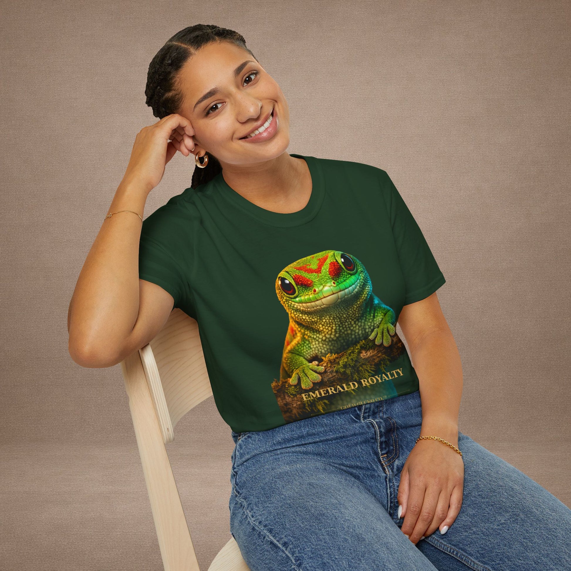 Day Gecko — Emerald Royalty — photoreal reptile portraits — the ultimate herp appreciation. Gold Gecko Co. Reptile Roll Call collection.
