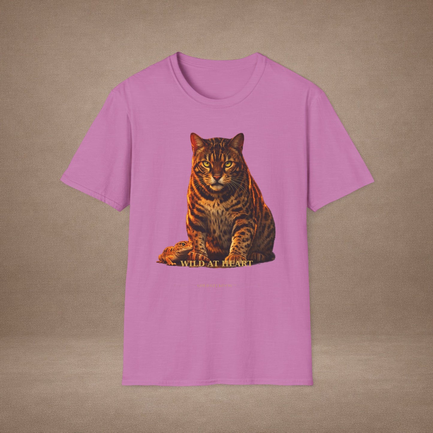 Bengal — Wild At Heart — photoreal cat breed portraits paired with tiny gecko compani. Gold Gecko Co. Cats & Geckos collection.