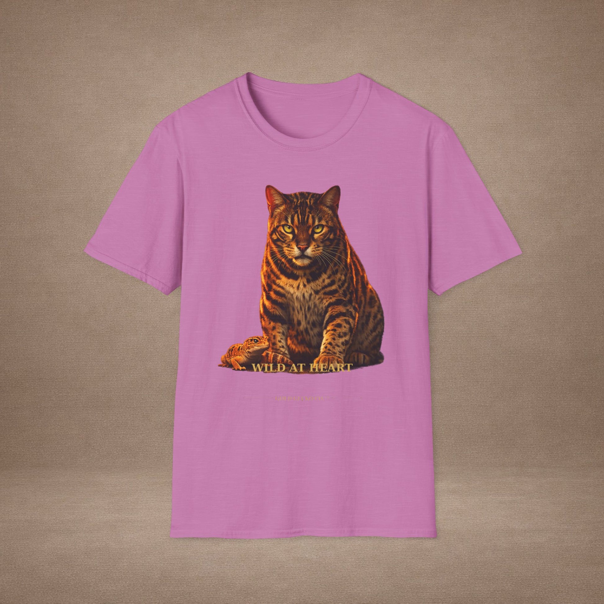 Bengal — Wild At Heart — photoreal cat breed portraits paired with tiny gecko compani. Gold Gecko Co. Cats & Geckos collection.