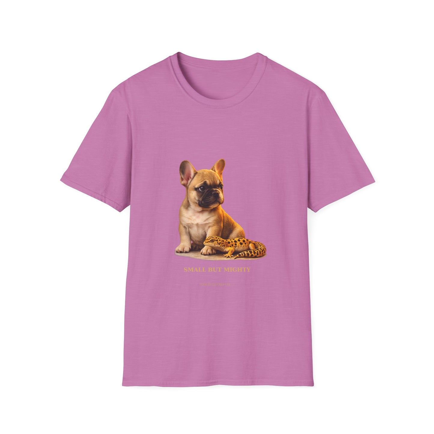 French Bulldog — Small But Mighty — cinematic photoreal portraits of beloved dog breeds paired w. Gold Gecko Co. Puppies & Geckos collection.