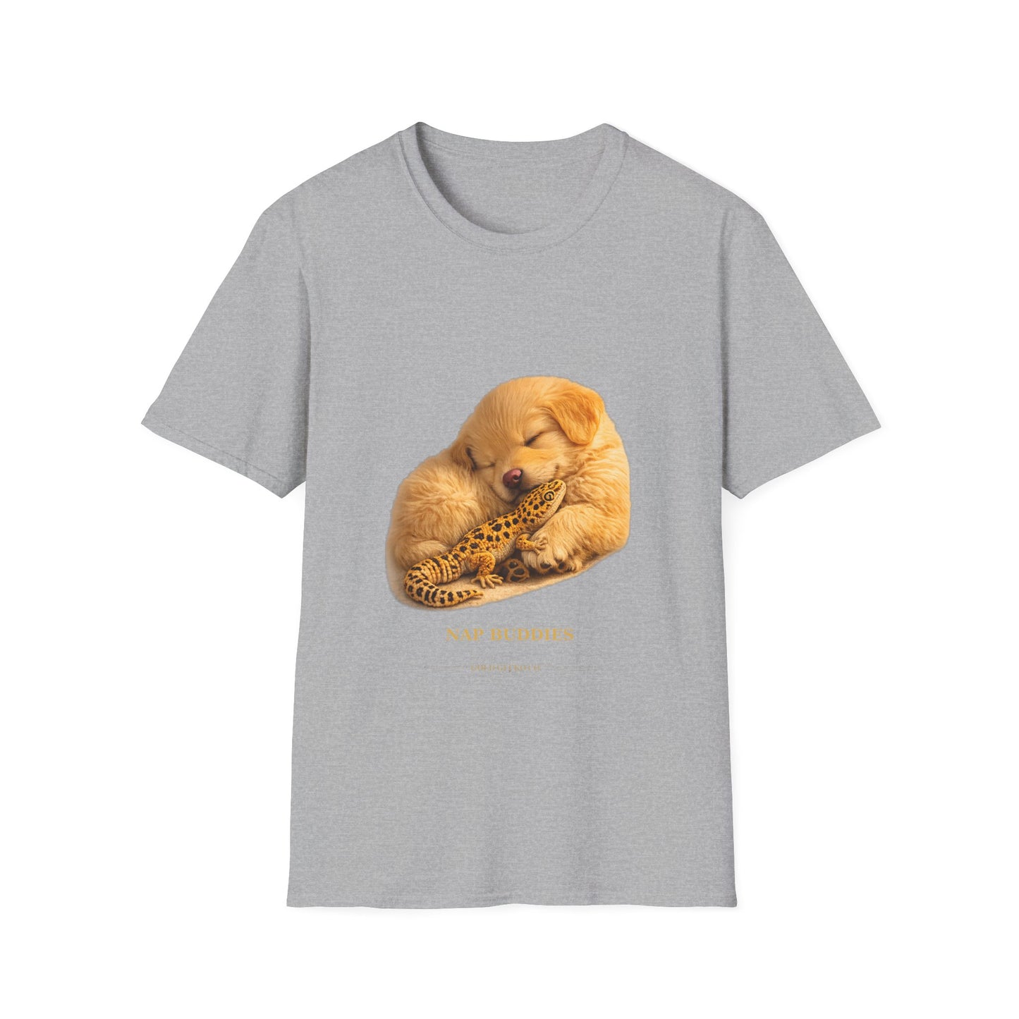 Golden Retriever — Nap Buddies — cinematic photoreal portraits of beloved dog breeds paired w. Gold Gecko Co. Puppies & Geckos collection.