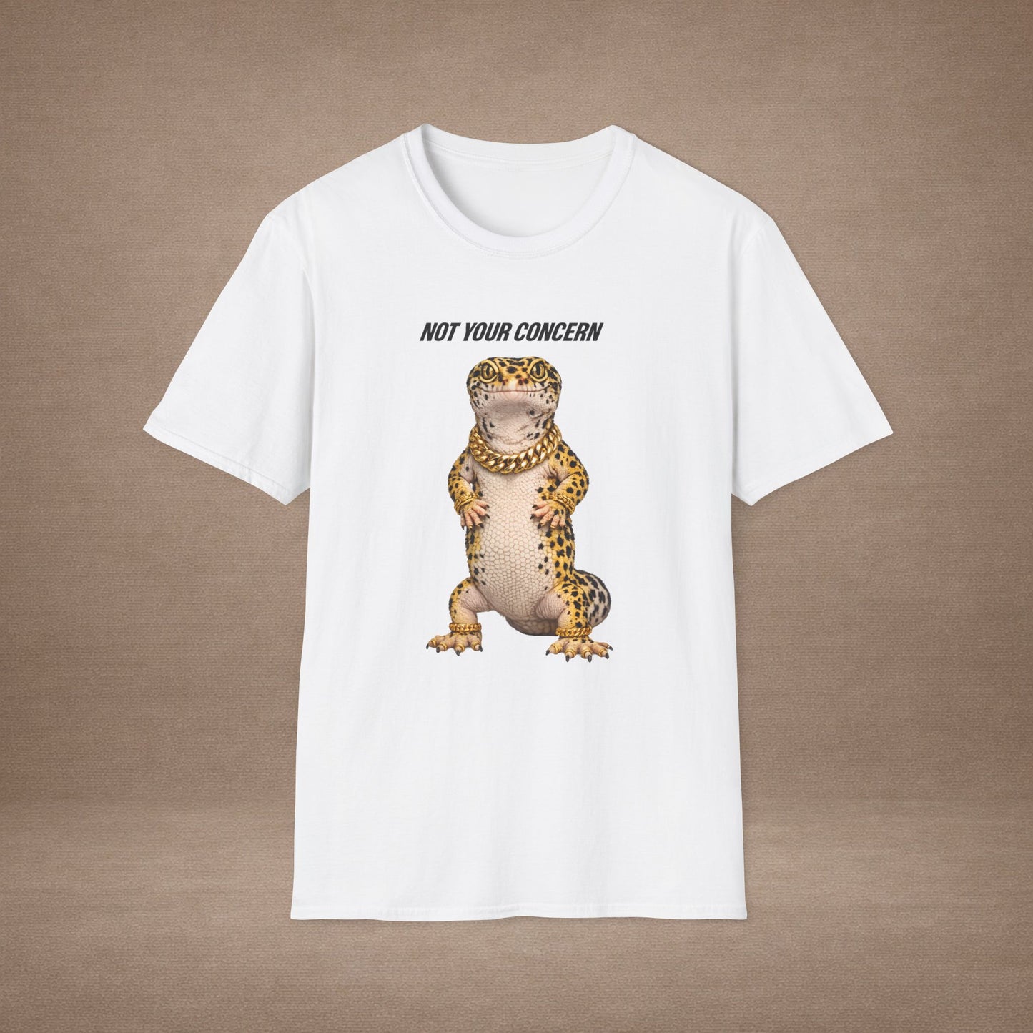 DESIGN #4- bl - Not Your Concern — Leopard Gecko Tee black lettering