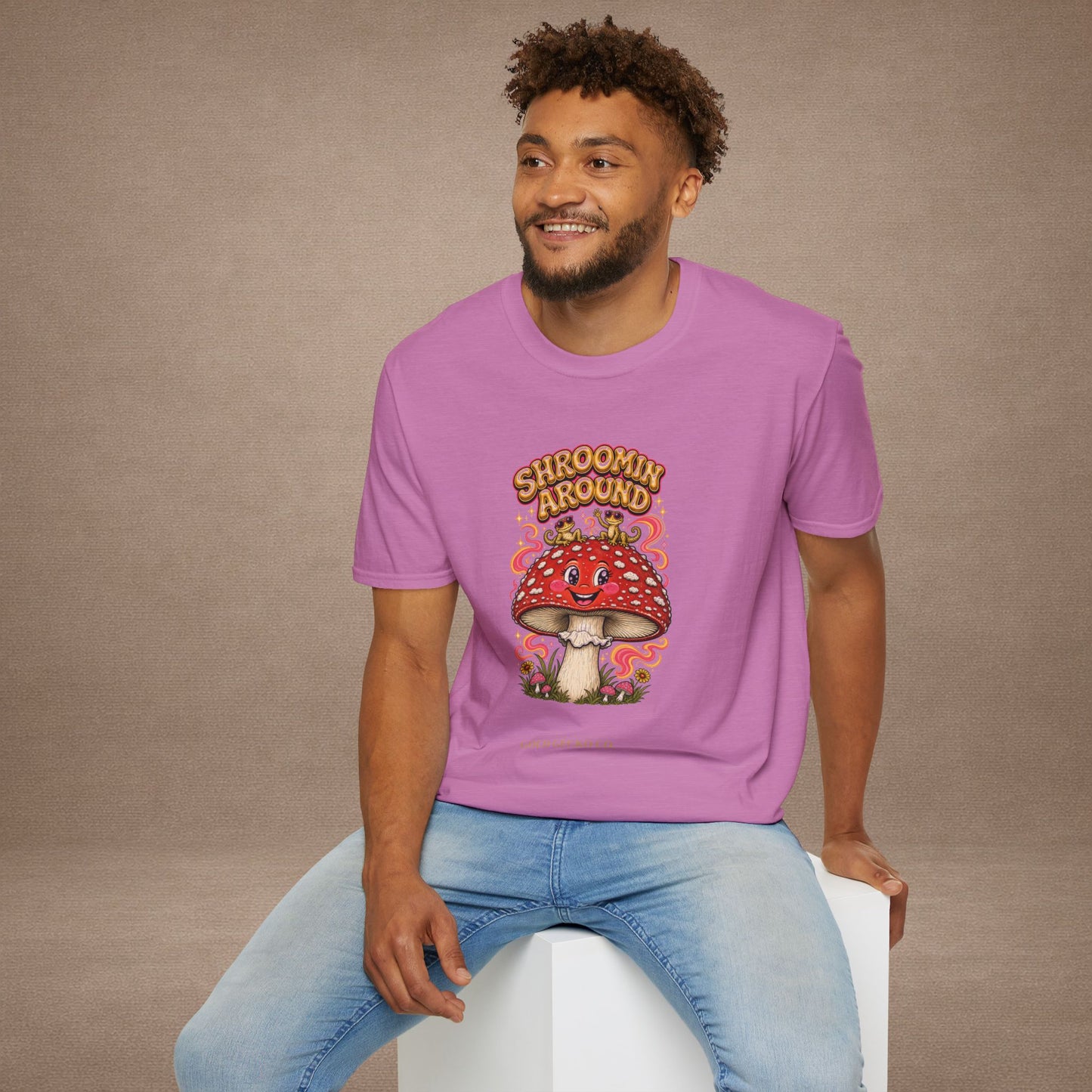 Shroomin' Around cottagecore mushroom & gecko t-shirt — Gold Gecko Co.