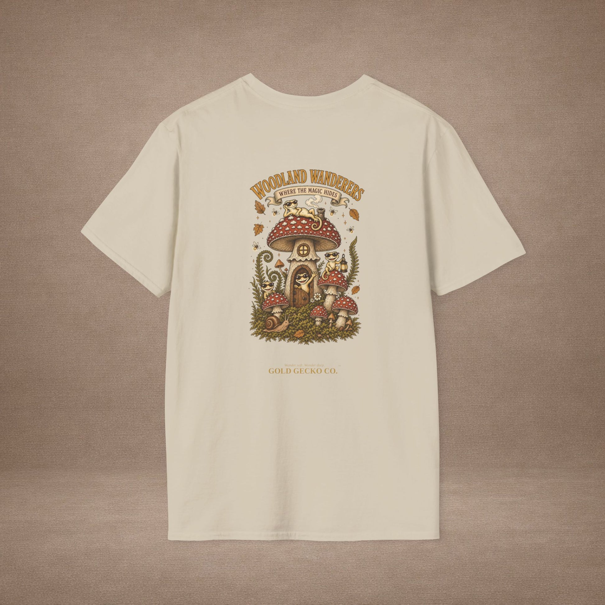 Toadstool Trip cottagecore mushroom & gecko t-shirt — Gold Gecko Co.