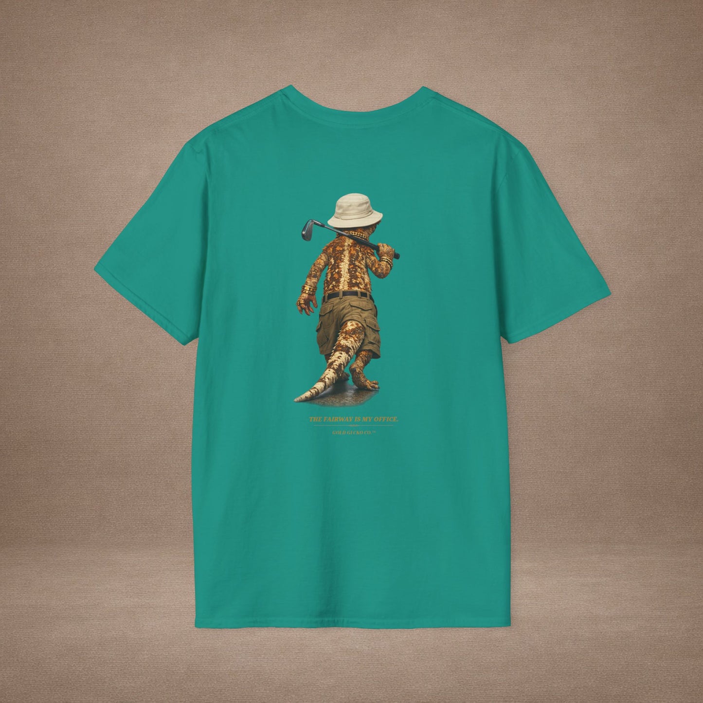 DESIGN #03-2-1 - Golf Dad (Crested - Golf Hat, Tan Shorts, Club, Grass)