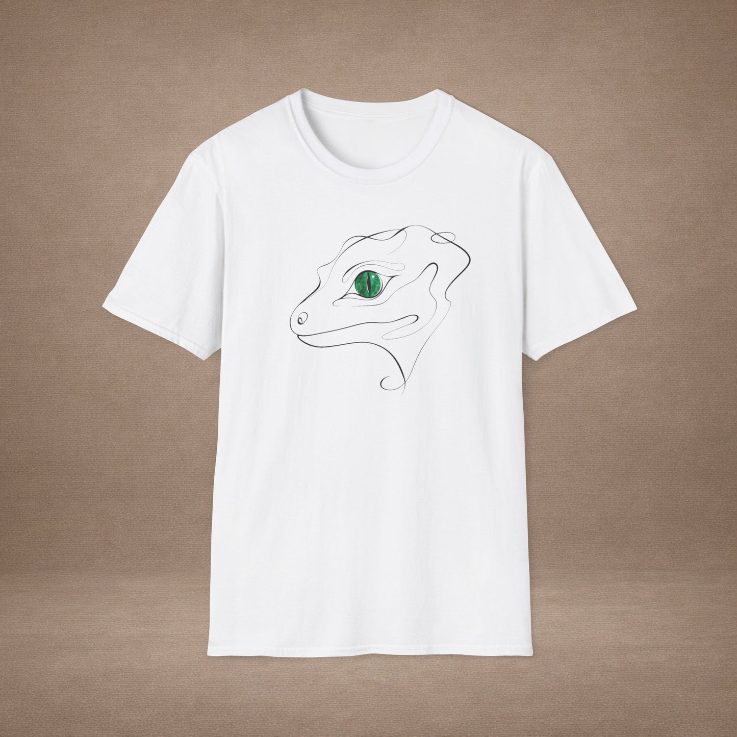 Emerald Gecko single-line art with emerald green gem eye — Gold Gecko Co. Line & Gold collection (Light)