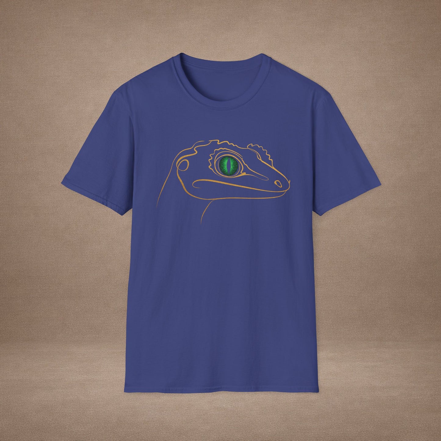 Emerald Gecko single-line art with emerald green gem eye — Gold Gecko Co. Line & Gold collection (Dark)