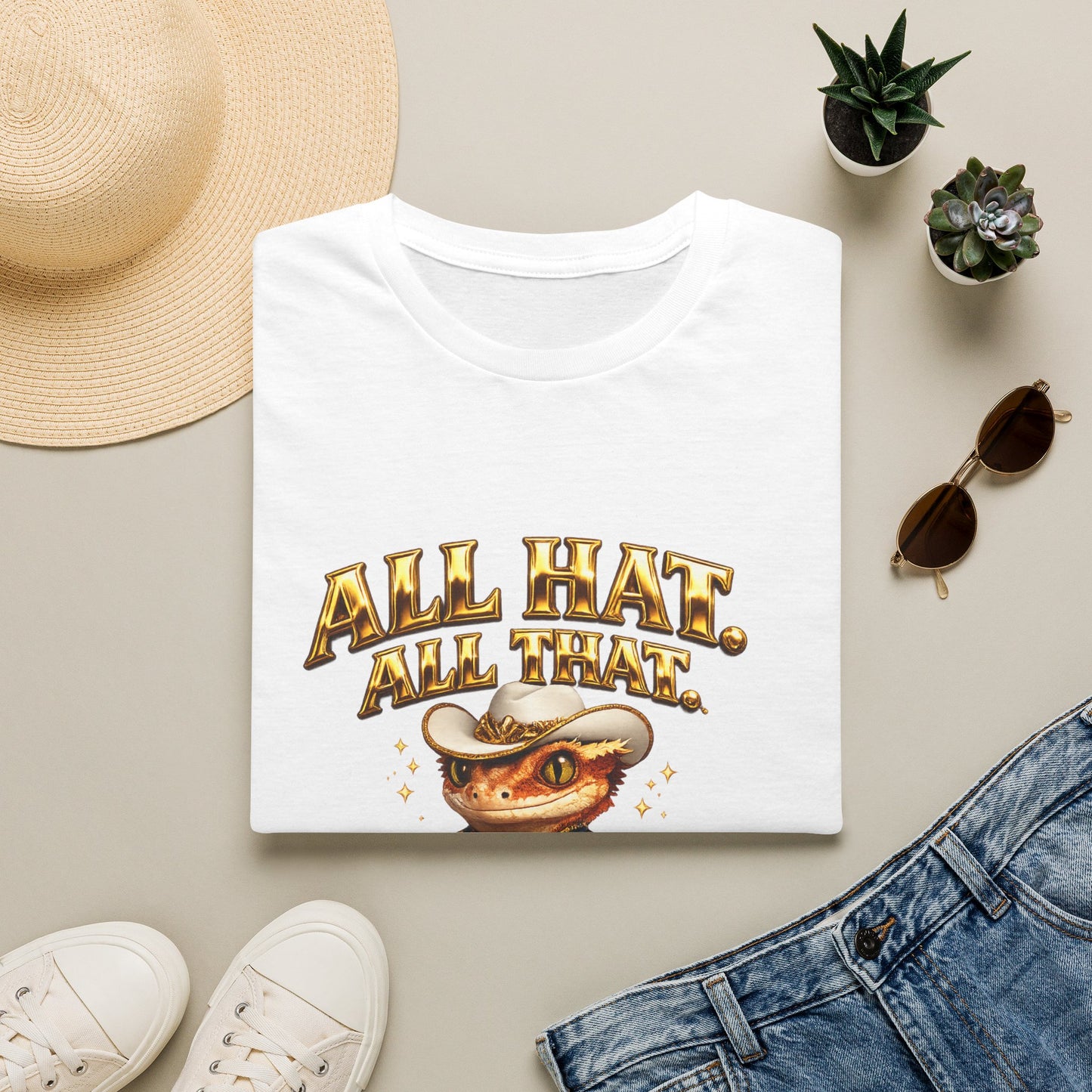 Design #09-2 - Cowgirl Gecko - "All Hat, All That"