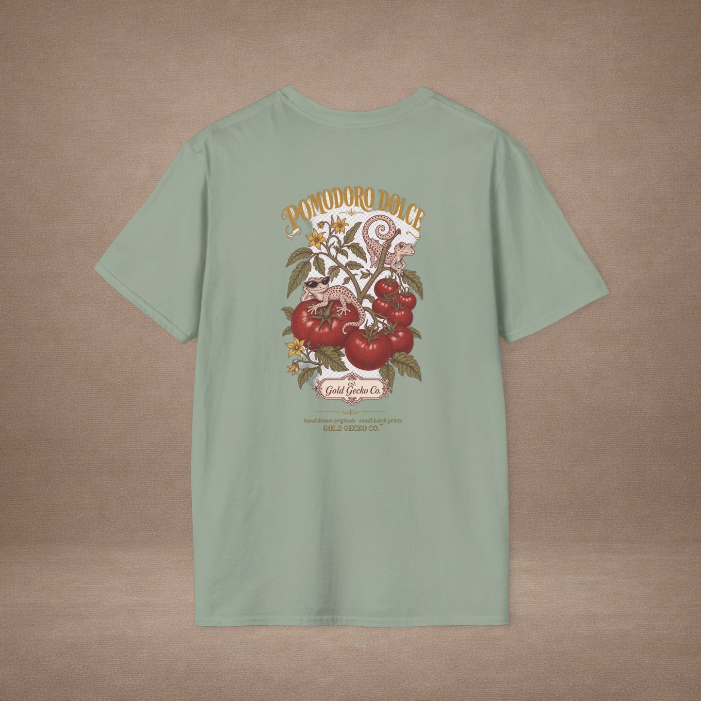 Pomodoro Dolce Italian tomato & basil graphic t-shirt — Gold Gecko Co.