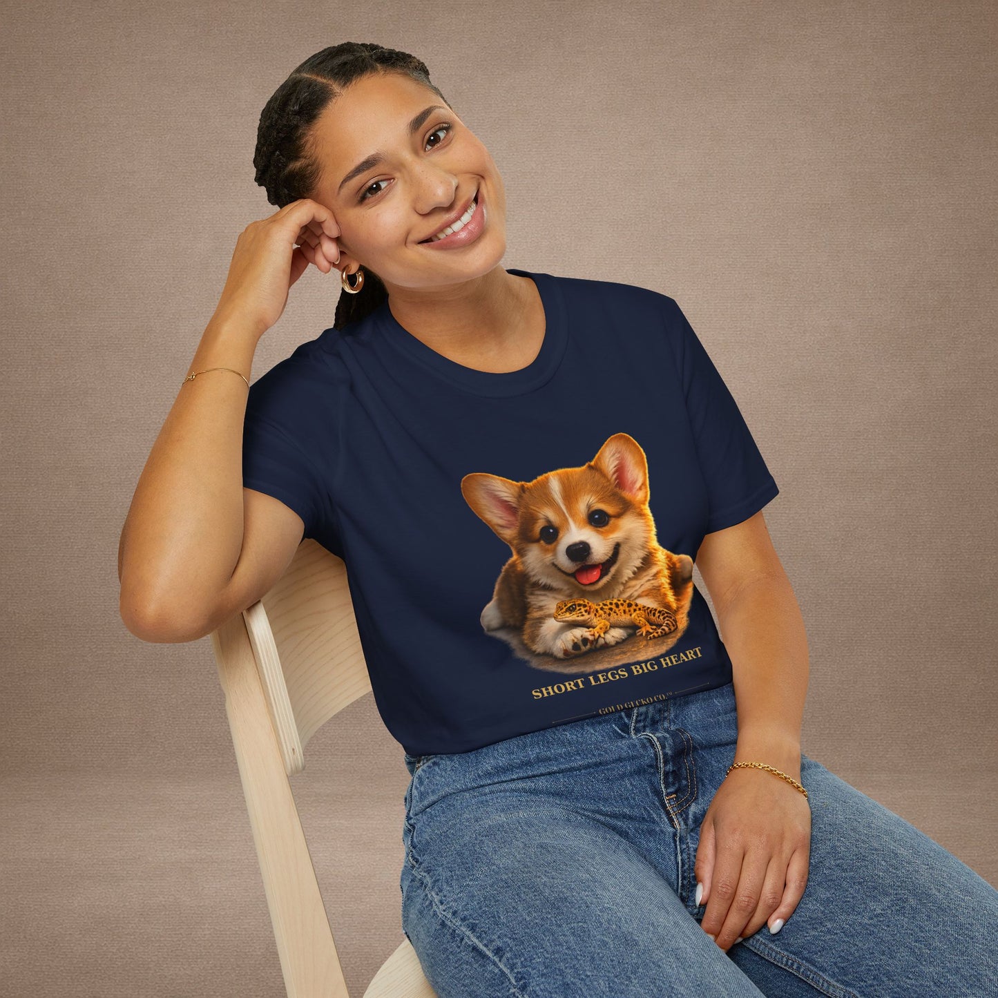 Corgi — Short Legs Big Heart — cinematic photoreal portraits of beloved dog breeds paired w. Gold Gecko Co. Puppies & Geckos collection.