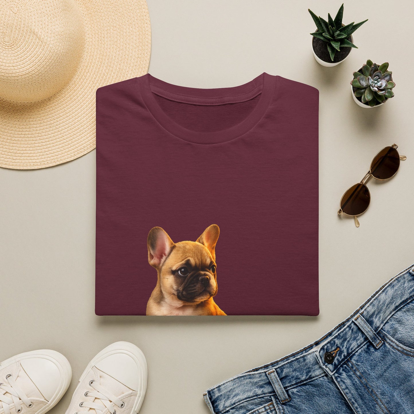 French Bulldog — Small But Mighty — cinematic photoreal portraits of beloved dog breeds paired w. Gold Gecko Co. Puppies & Geckos collection.