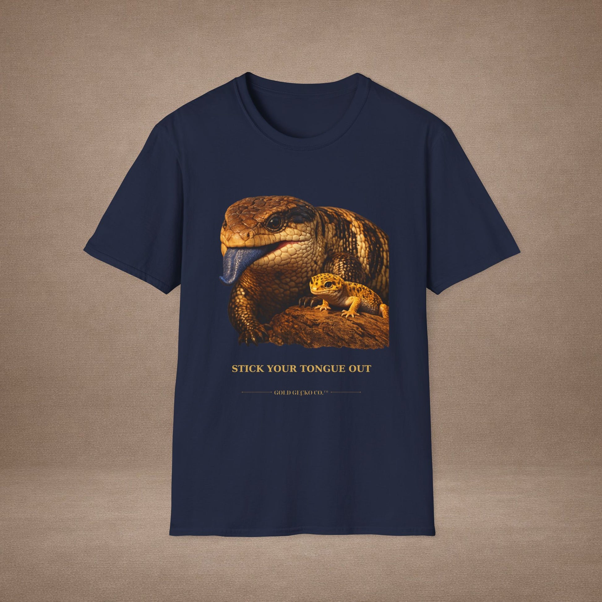 Blue Tongue Skink — Stick Your Tongue Out — photoreal reptile portraits — the ultimate herp appreciation. Gold Gecko Co. Reptile Roll Call collection.
