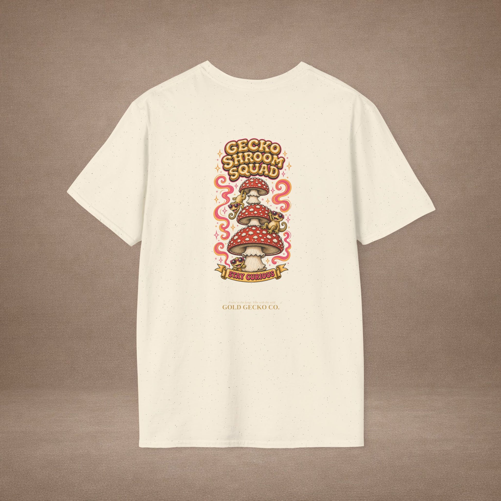 Shroomin' Around cottagecore mushroom & gecko t-shirt — Gold Gecko Co.