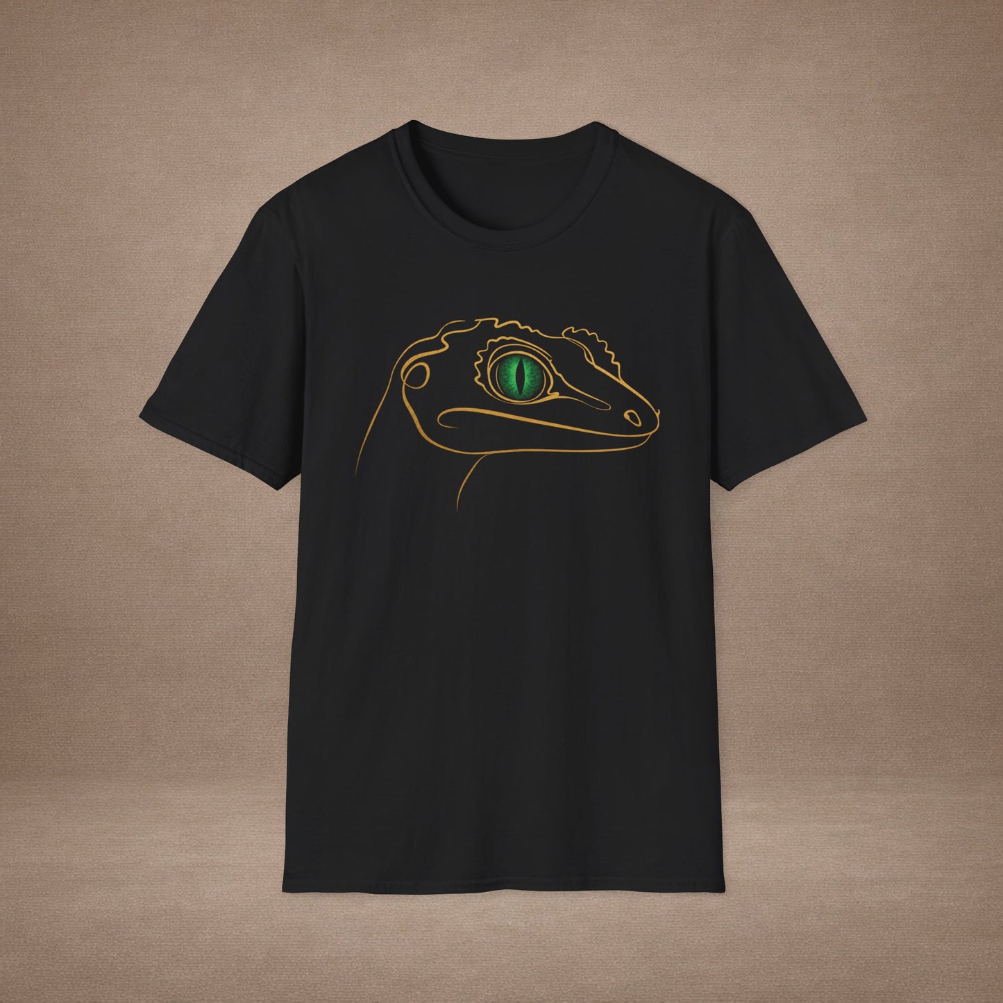 Emerald Gecko single-line art with emerald green gem eye — Gold Gecko Co. Line & Gold collection (Dark)