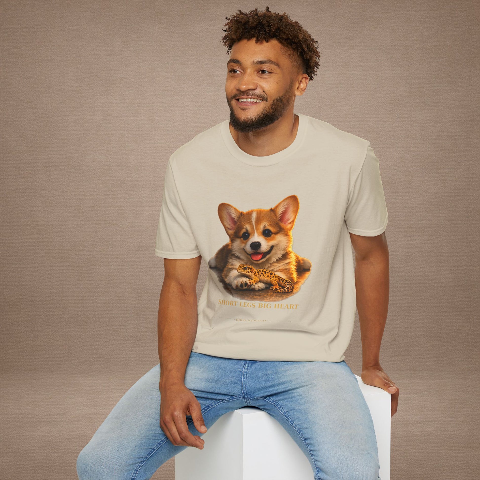 Corgi — Short Legs Big Heart — cinematic photoreal portraits of beloved dog breeds paired w. Gold Gecko Co. Puppies & Geckos collection.