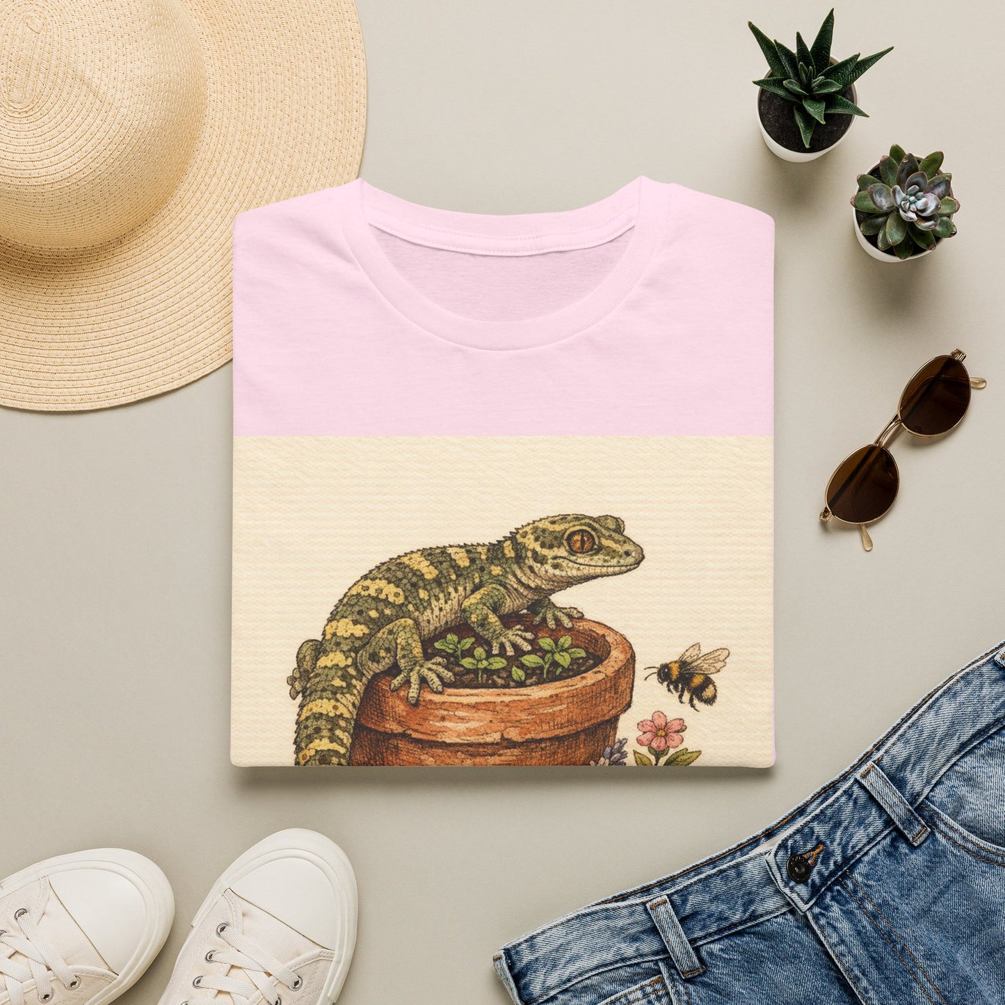Cottage Windowsill cottagecore gecko t-shirt · Garden Gecko · Gold Gecko Co.