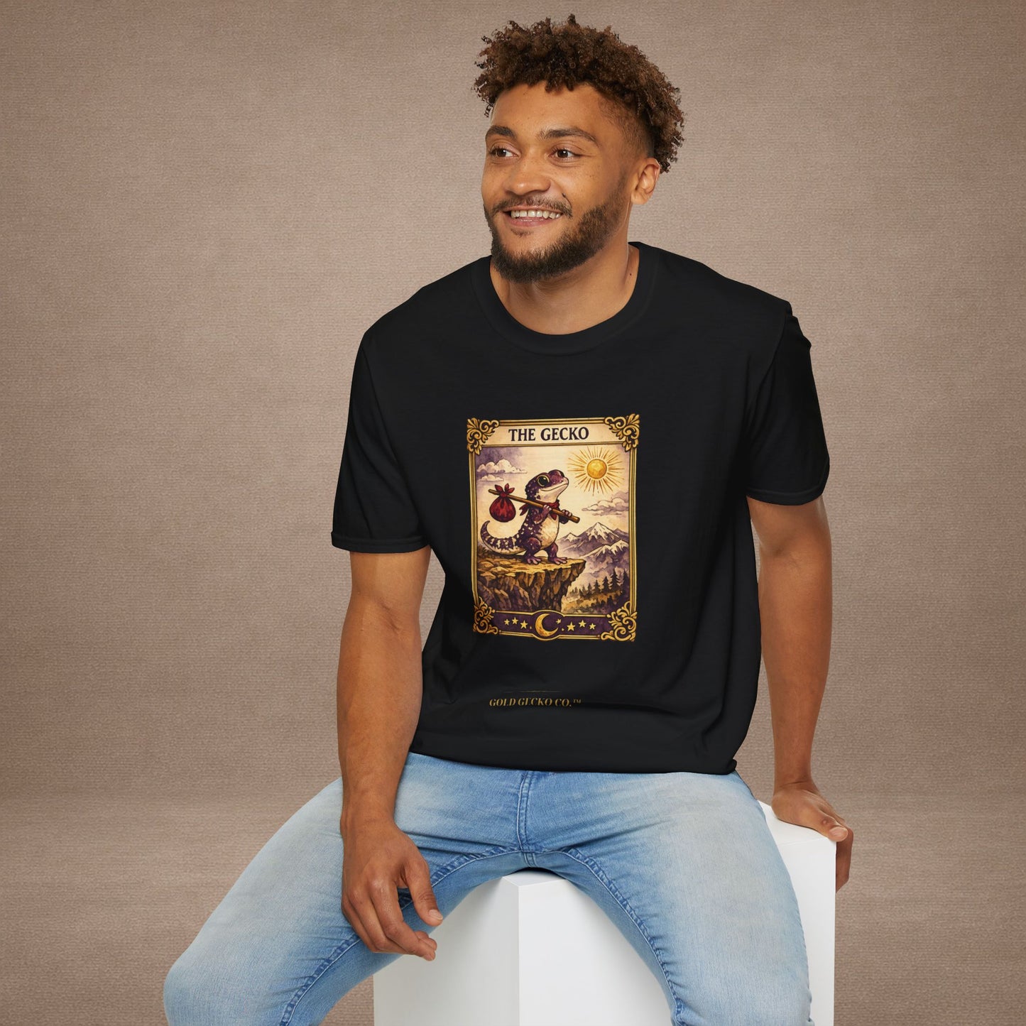 The High Priestess gecko tarot t-shirt · Moon Phase Coven · Gold Gecko Co.