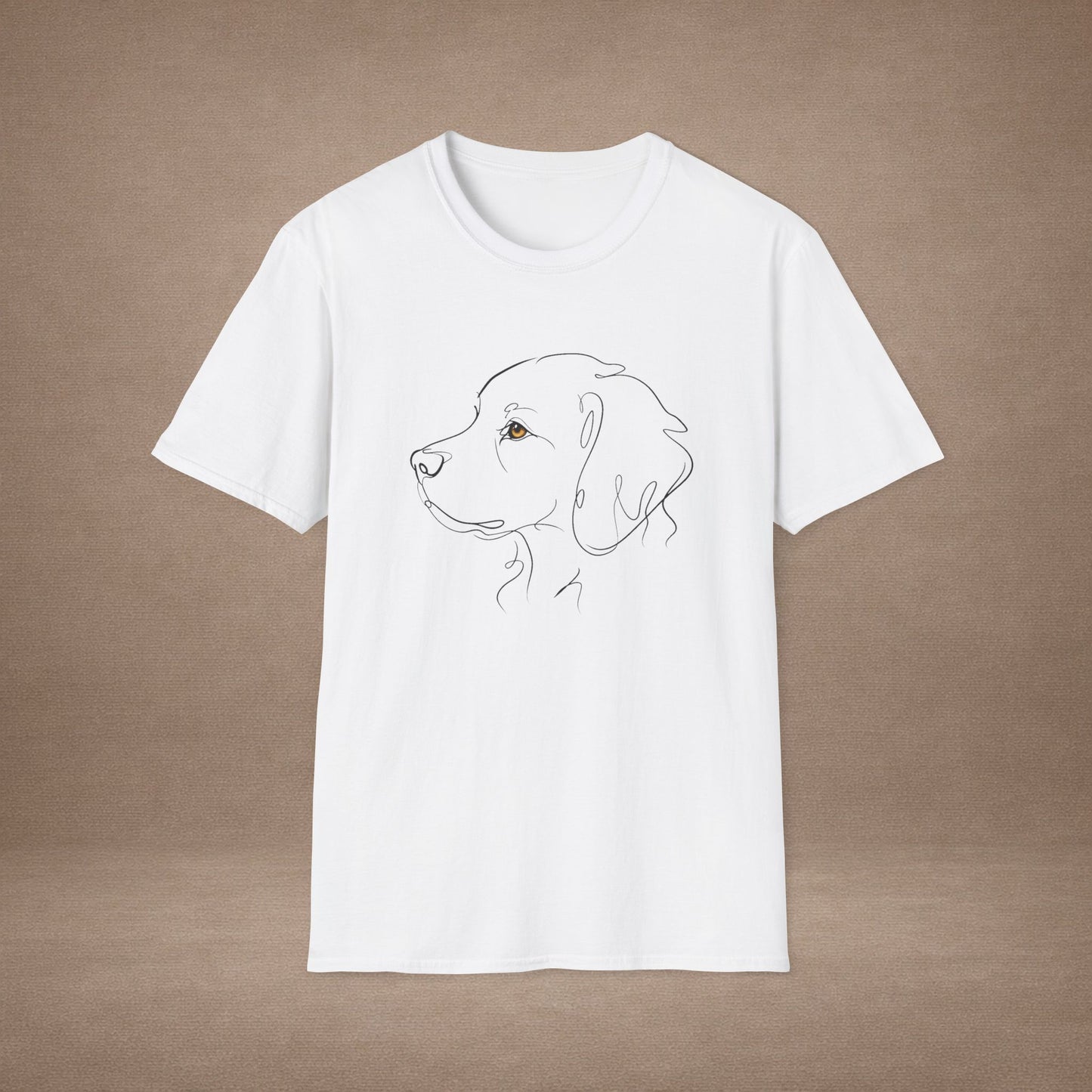 Topaz Golden Retriever single-line art with topaz gold gem eye — Gold Gecko Co. Line & Gold collection (Light)