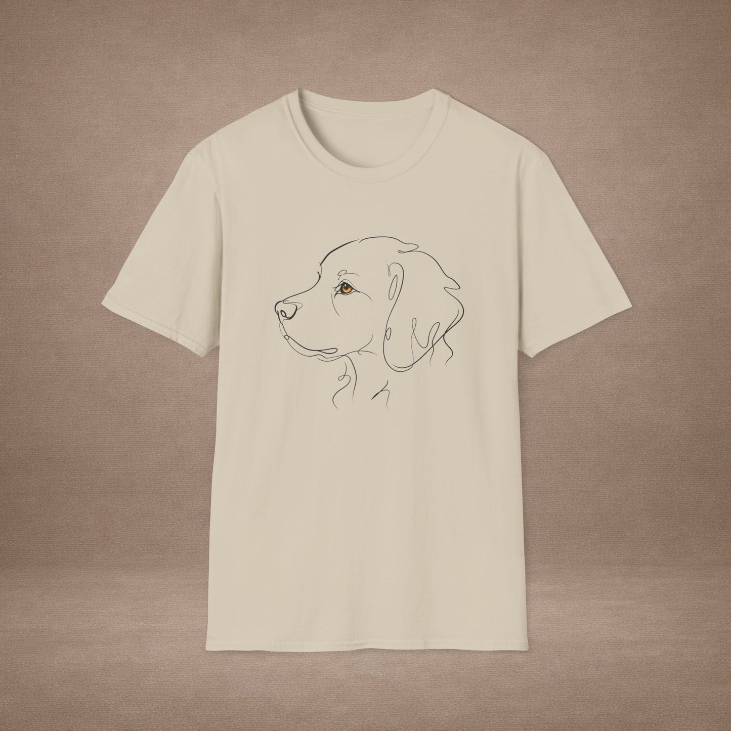 Topaz Golden Retriever single-line art with topaz gold gem eye — Gold Gecko Co. Line & Gold collection (Light)