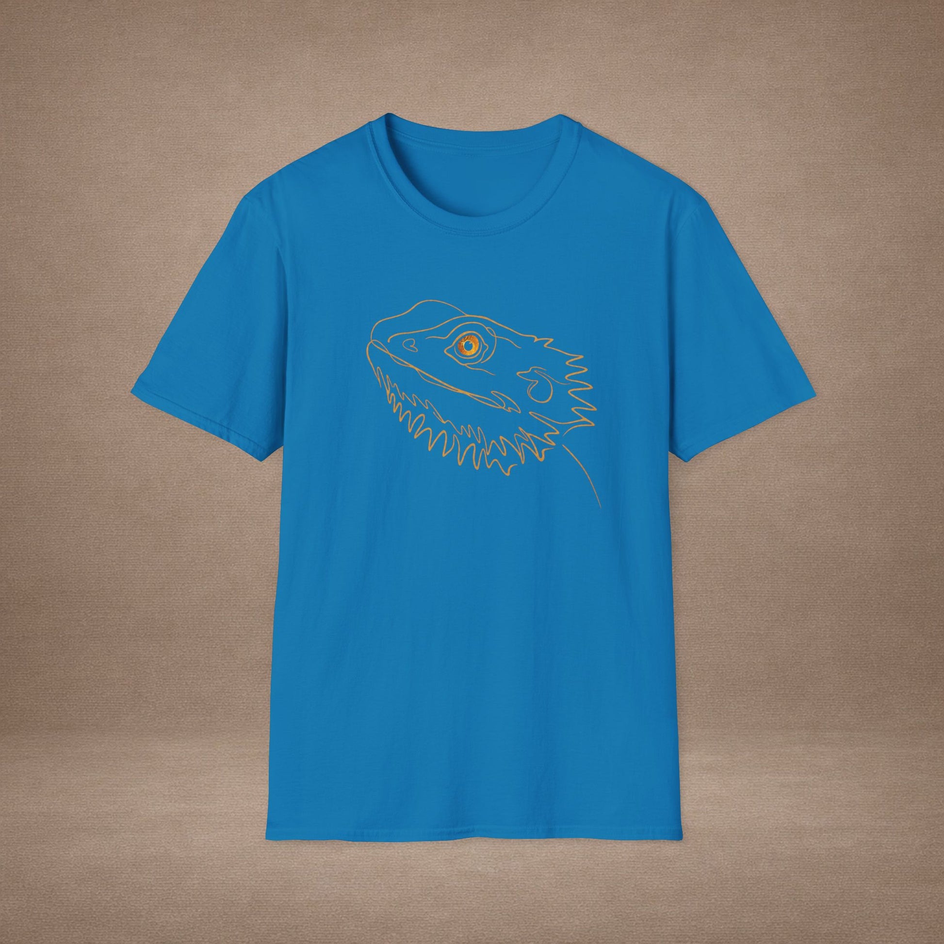 Amber Bearded Dragon single-line art with amber gold gem eye — Gold Gecko Co. Line & Gold collection (Dark)