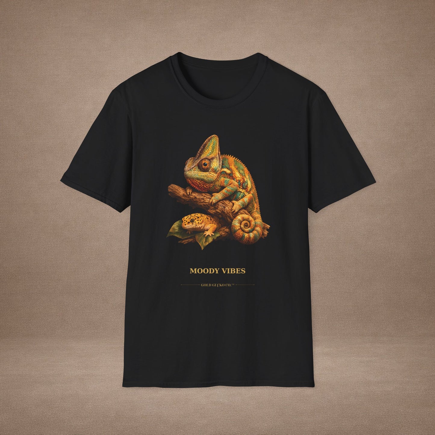 Chameleon — Moody Vibes — photoreal reptile portraits — the ultimate herp appreciation. Gold Gecko Co. Reptile Roll Call collection.