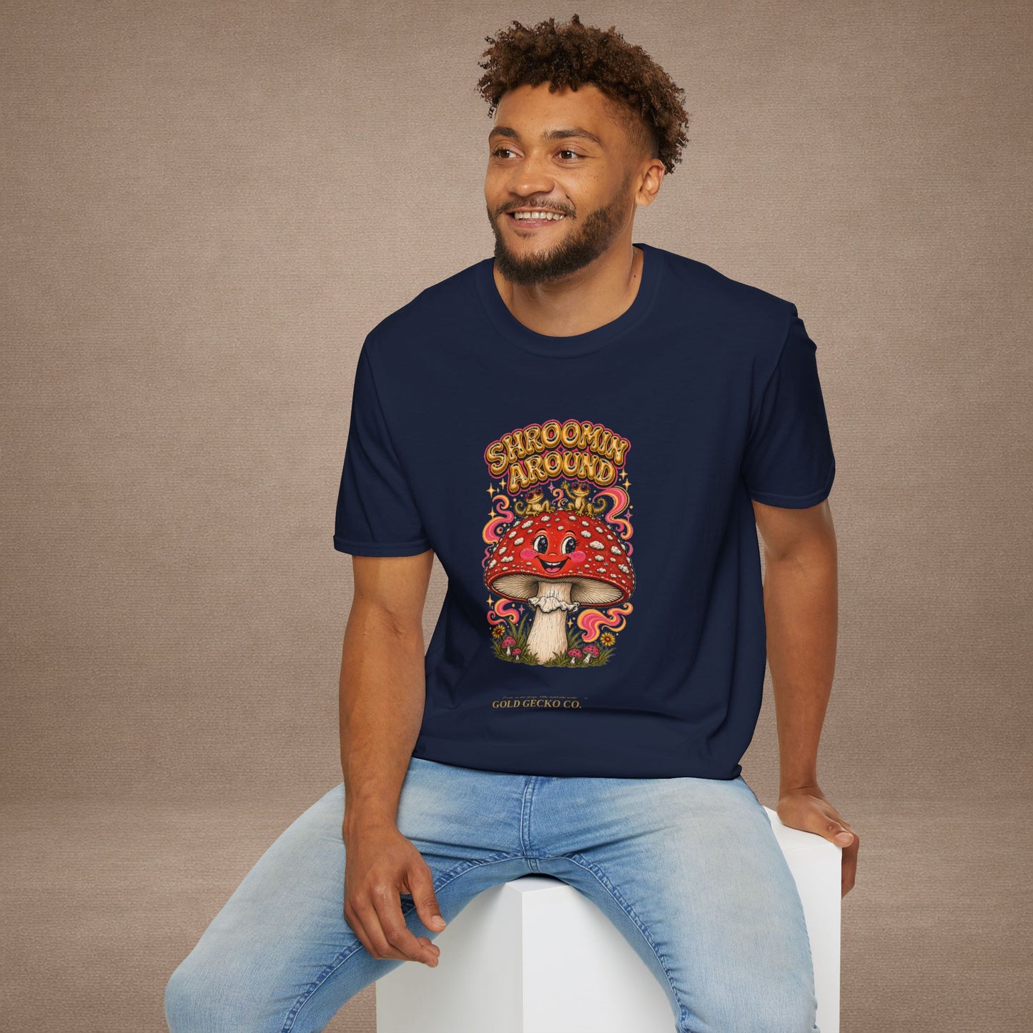 Shroomin' Around cottagecore mushroom & gecko t-shirt — Gold Gecko Co.