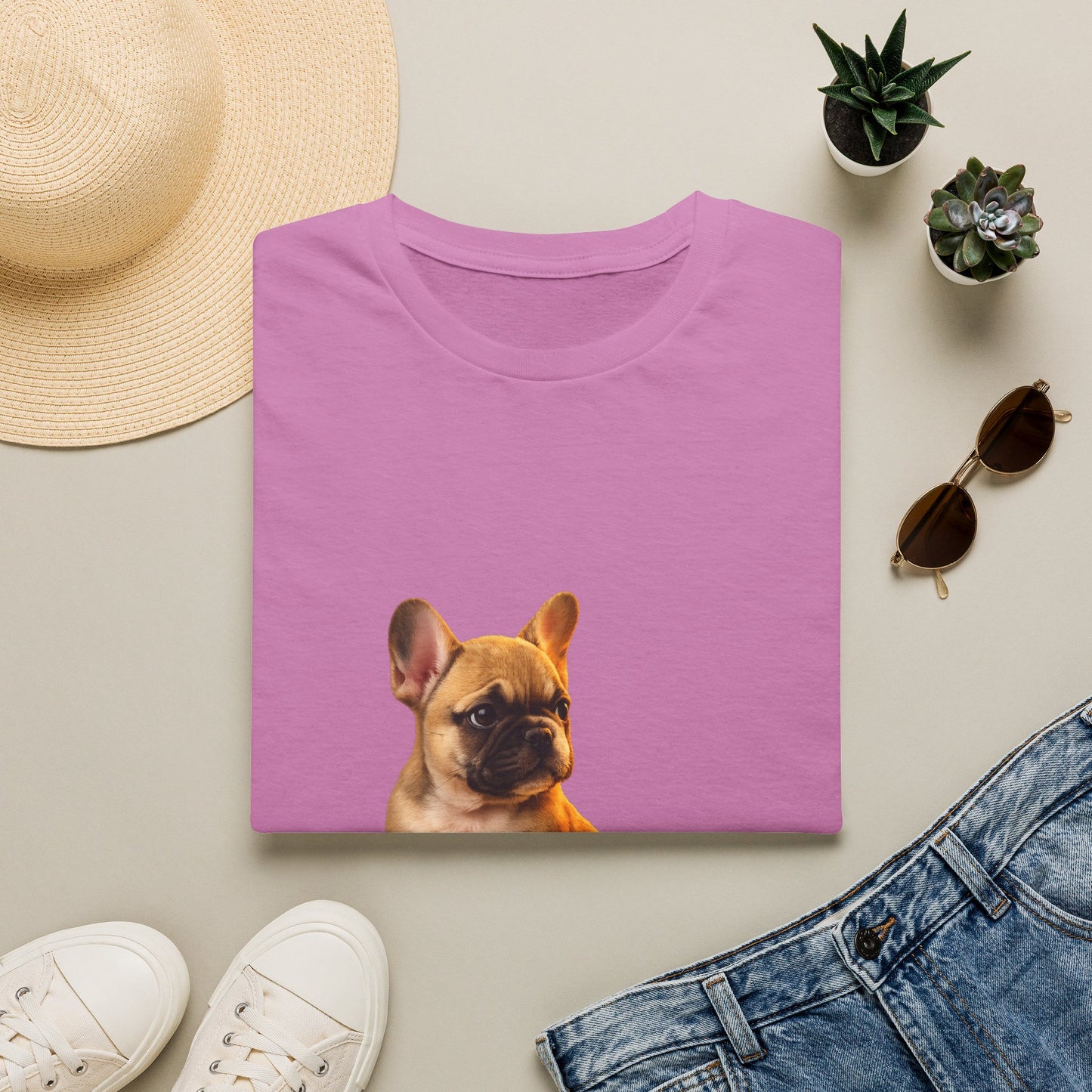 French Bulldog — Small But Mighty — cinematic photoreal portraits of beloved dog breeds paired w. Gold Gecko Co. Puppies & Geckos collection.