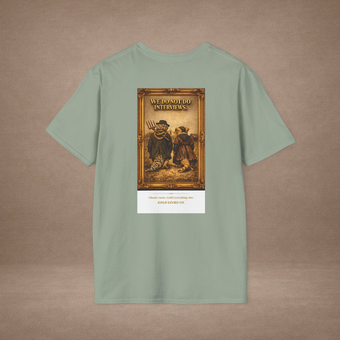 Design #col19-2 American Gothic Gecko — Fine Art Tee