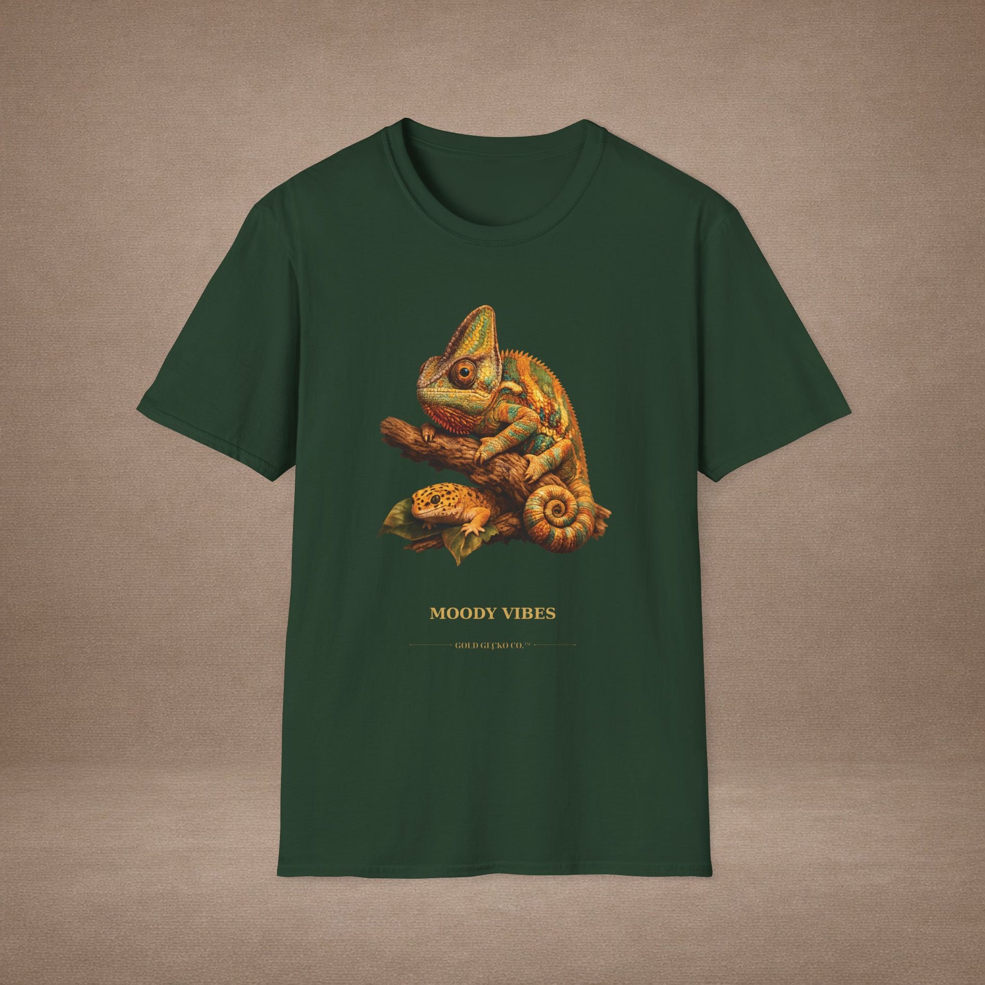 Chameleon — Moody Vibes — photoreal reptile portraits — the ultimate herp appreciation. Gold Gecko Co. Reptile Roll Call collection.