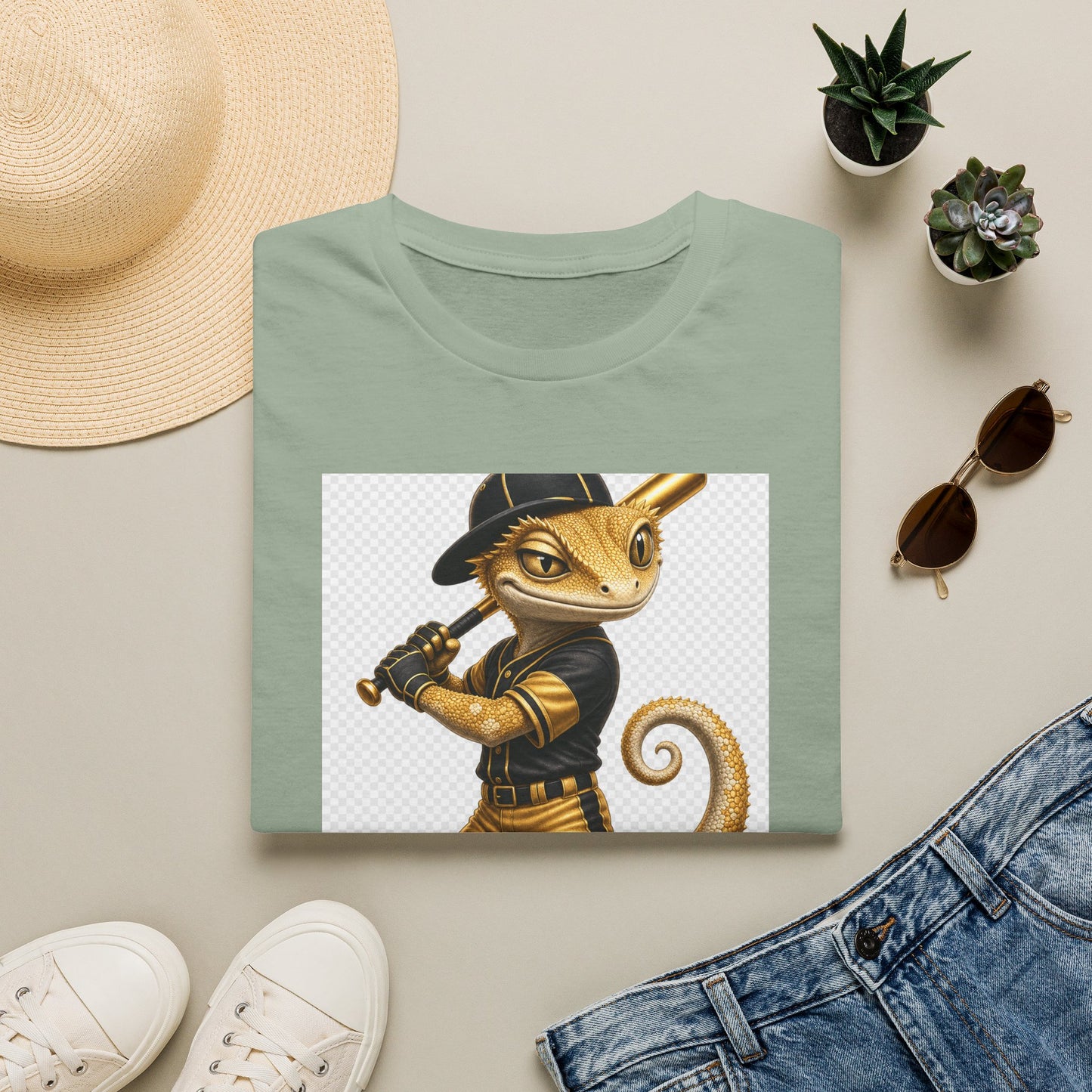 Gold Gecko Co. | Batting .1000 on Drip | Baseball Gecko Tee