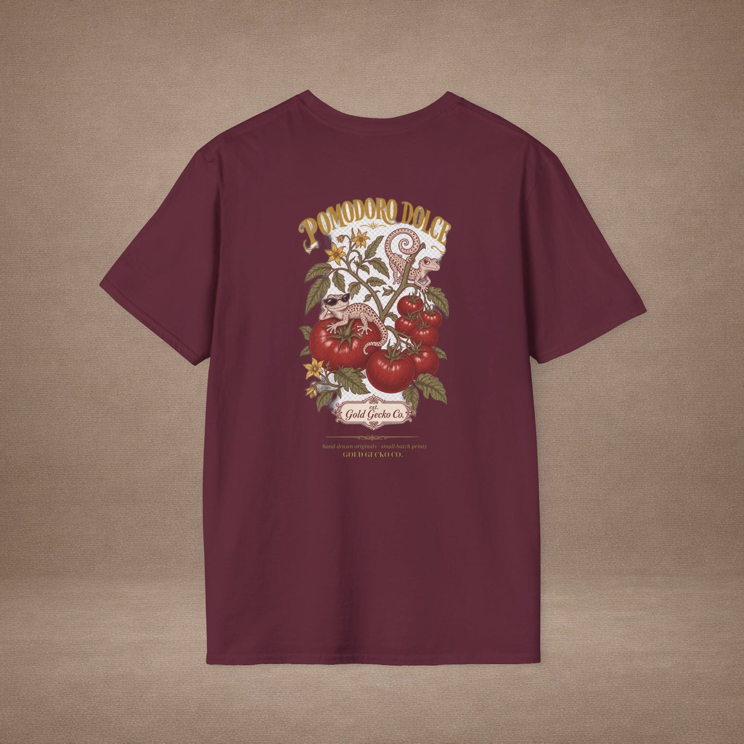 Pomodoro Dolce Italian tomato & basil graphic t-shirt — Gold Gecko Co.