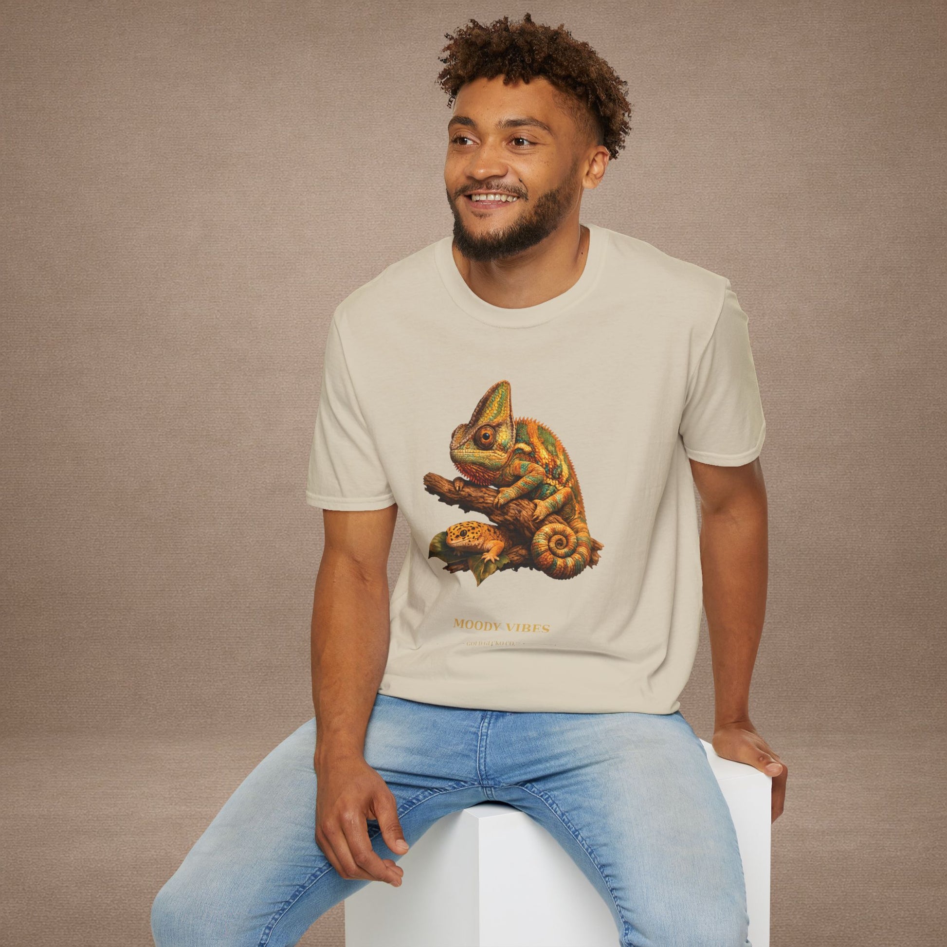 Chameleon — Moody Vibes — photoreal reptile portraits — the ultimate herp appreciation. Gold Gecko Co. Reptile Roll Call collection.