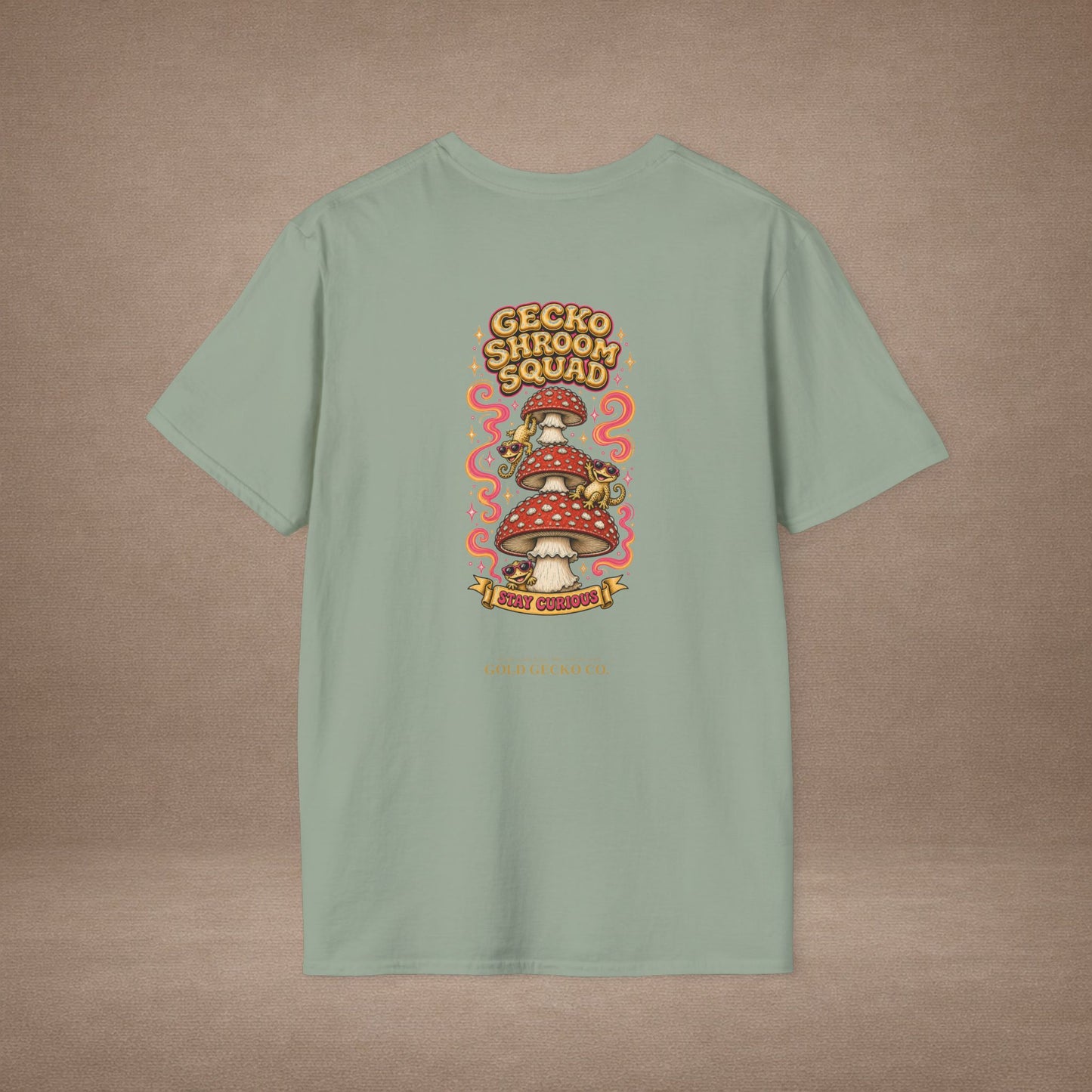 Shroomin' Around cottagecore mushroom & gecko t-shirt — Gold Gecko Co.
