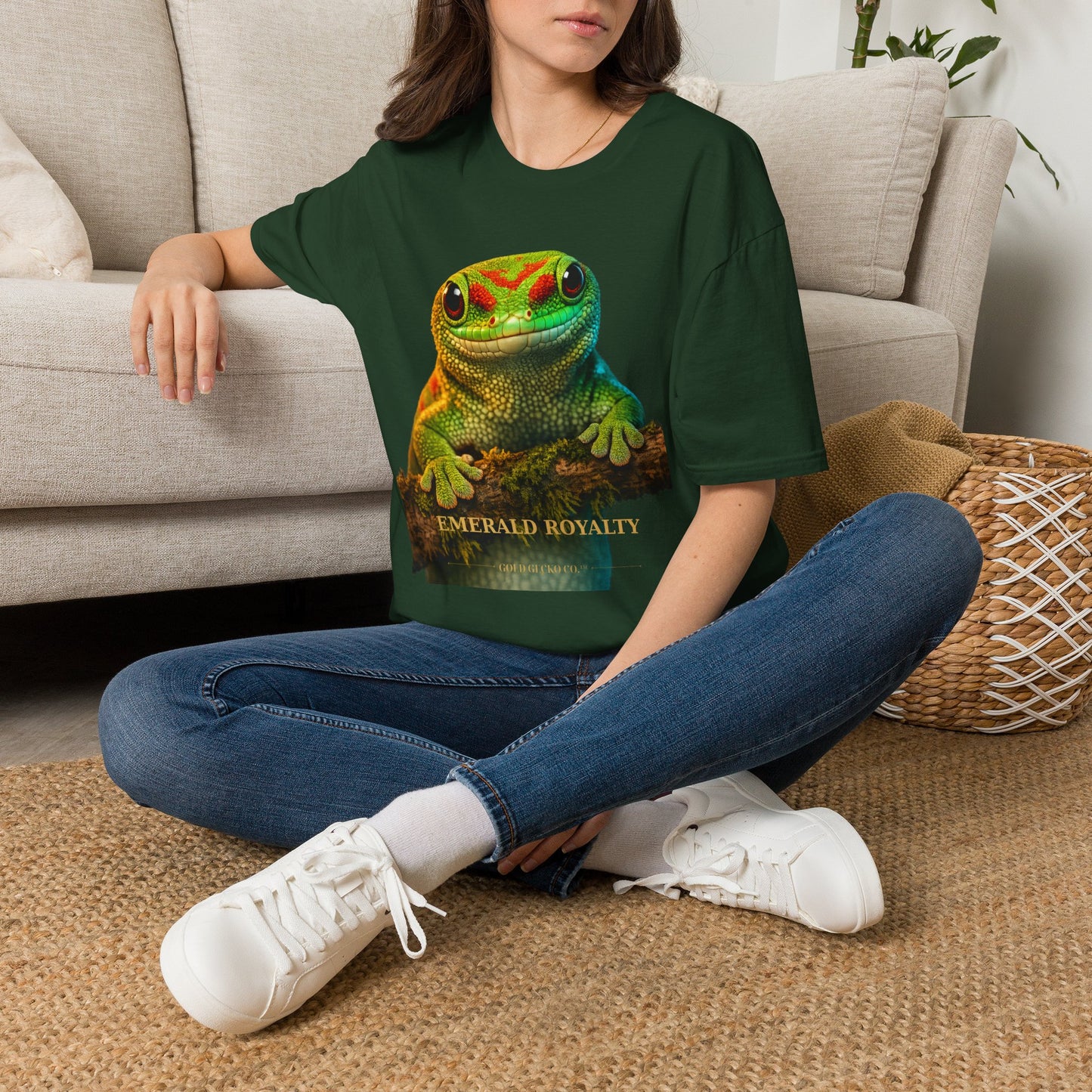 Day Gecko — Emerald Royalty — photoreal reptile portraits — the ultimate herp appreciation. Gold Gecko Co. Reptile Roll Call collection.