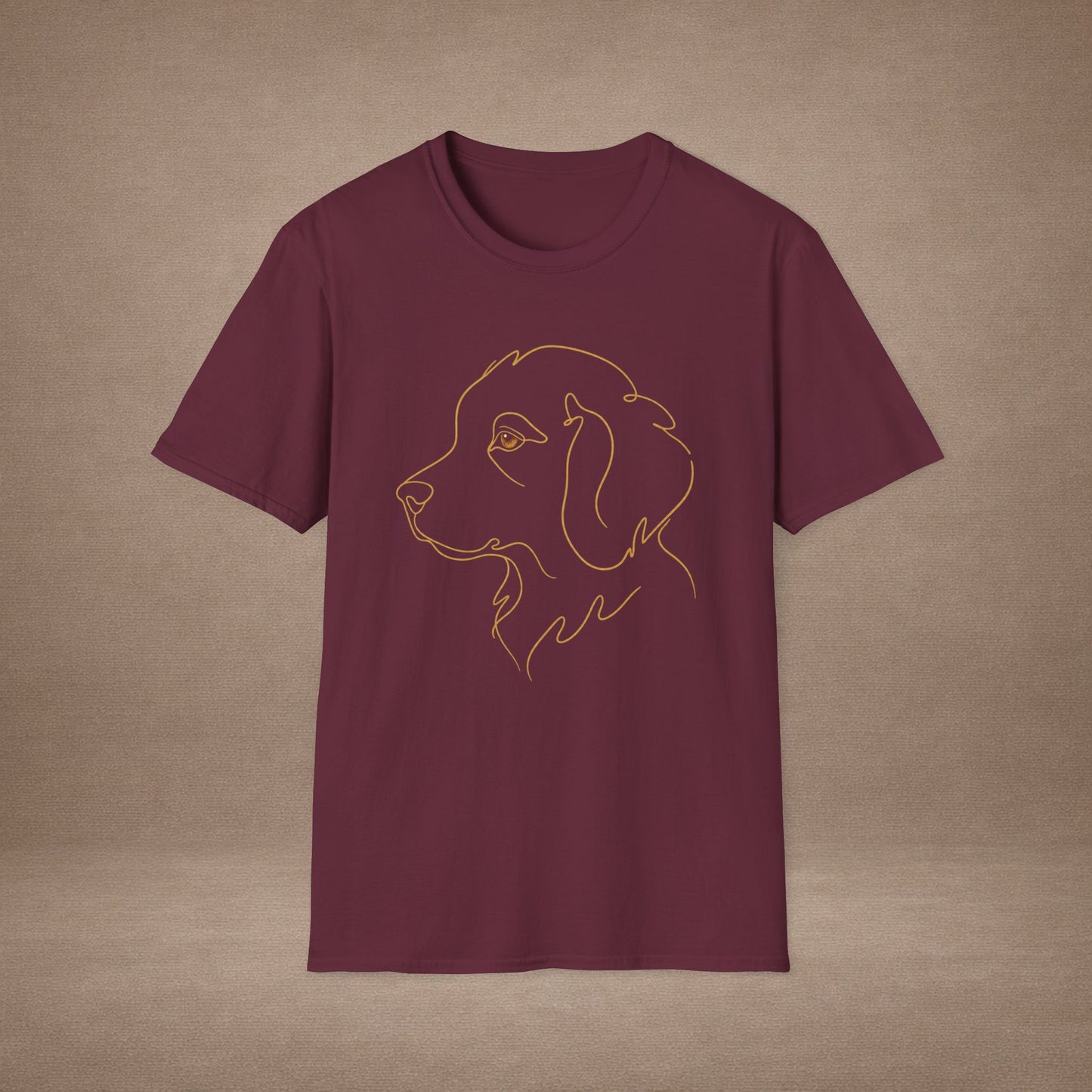 Topaz Golden Retriever single-line art with topaz gold gem eye — Gold Gecko Co. Line & Gold collection (Dark)