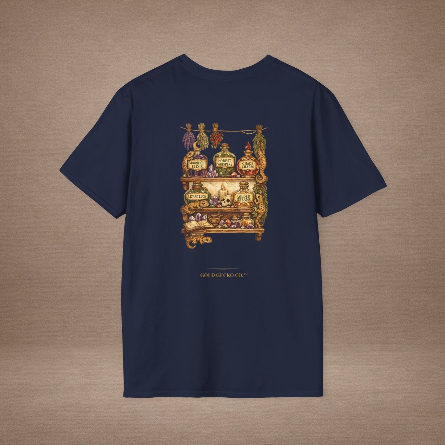 Gecko Tears apothecary witchy t-shirt · Moon Phase Coven · Gold Gecko Co.