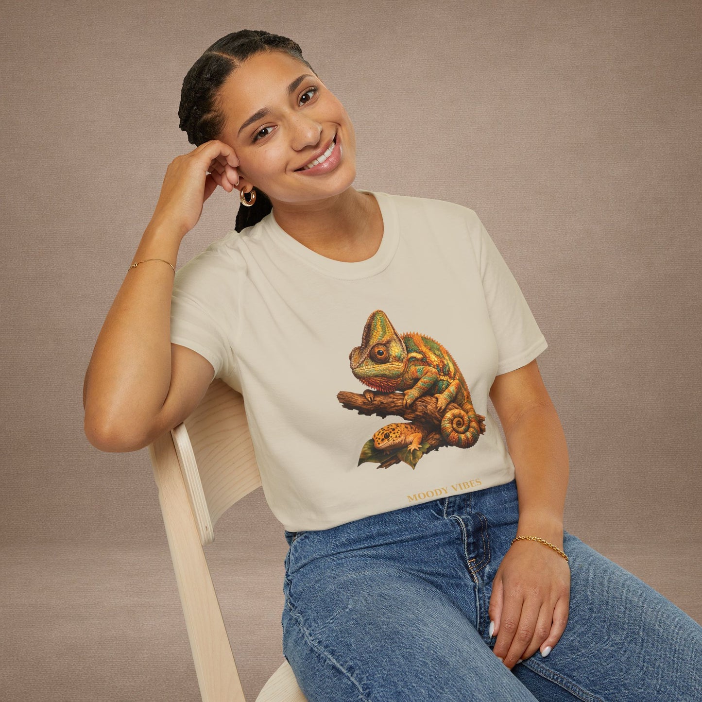 Chameleon — Moody Vibes — photoreal reptile portraits — the ultimate herp appreciation. Gold Gecko Co. Reptile Roll Call collection.