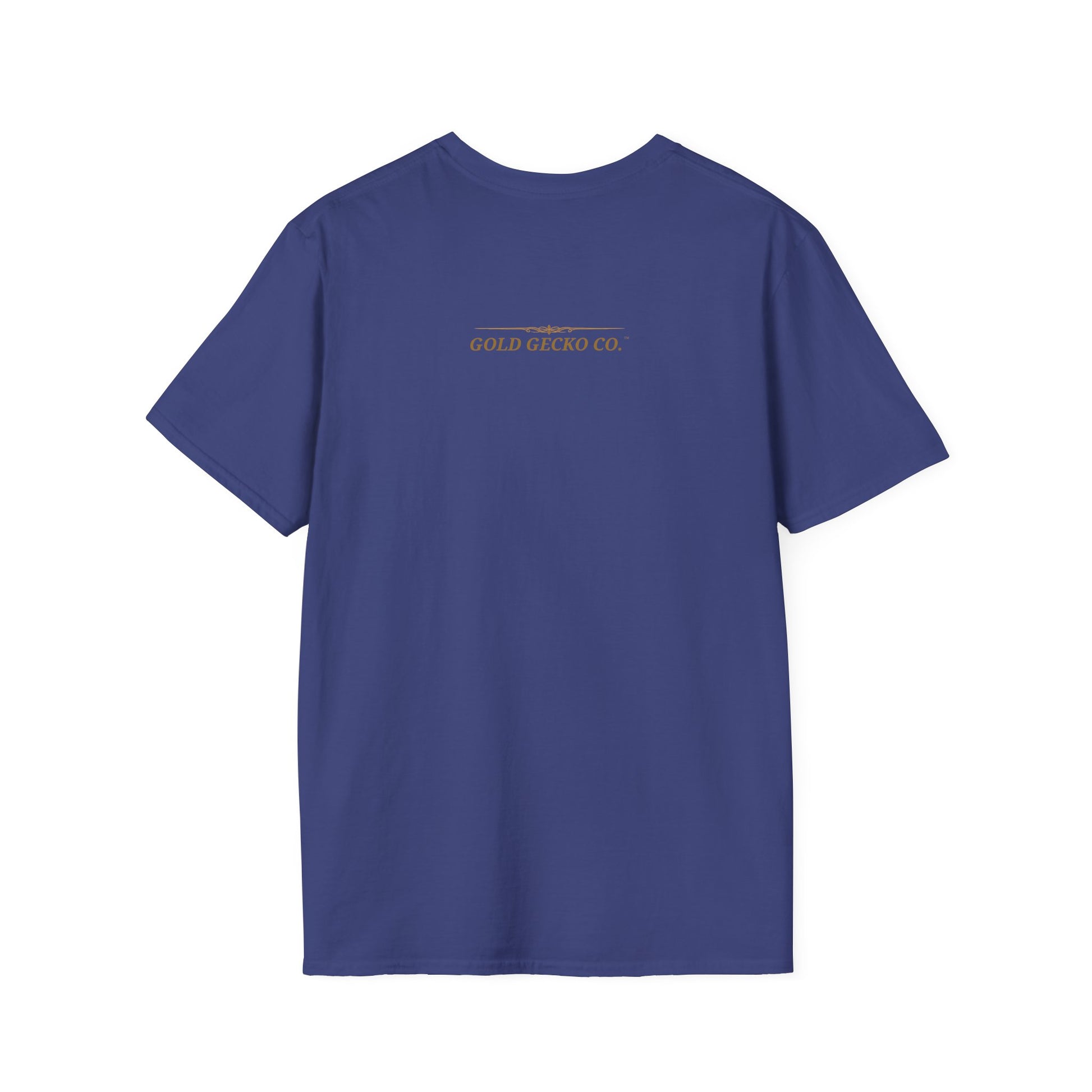 Sapphire French Bulldog single-line art with sapphire blue gem eye — Gold Gecko Co. Line & Gold collection (Dark)