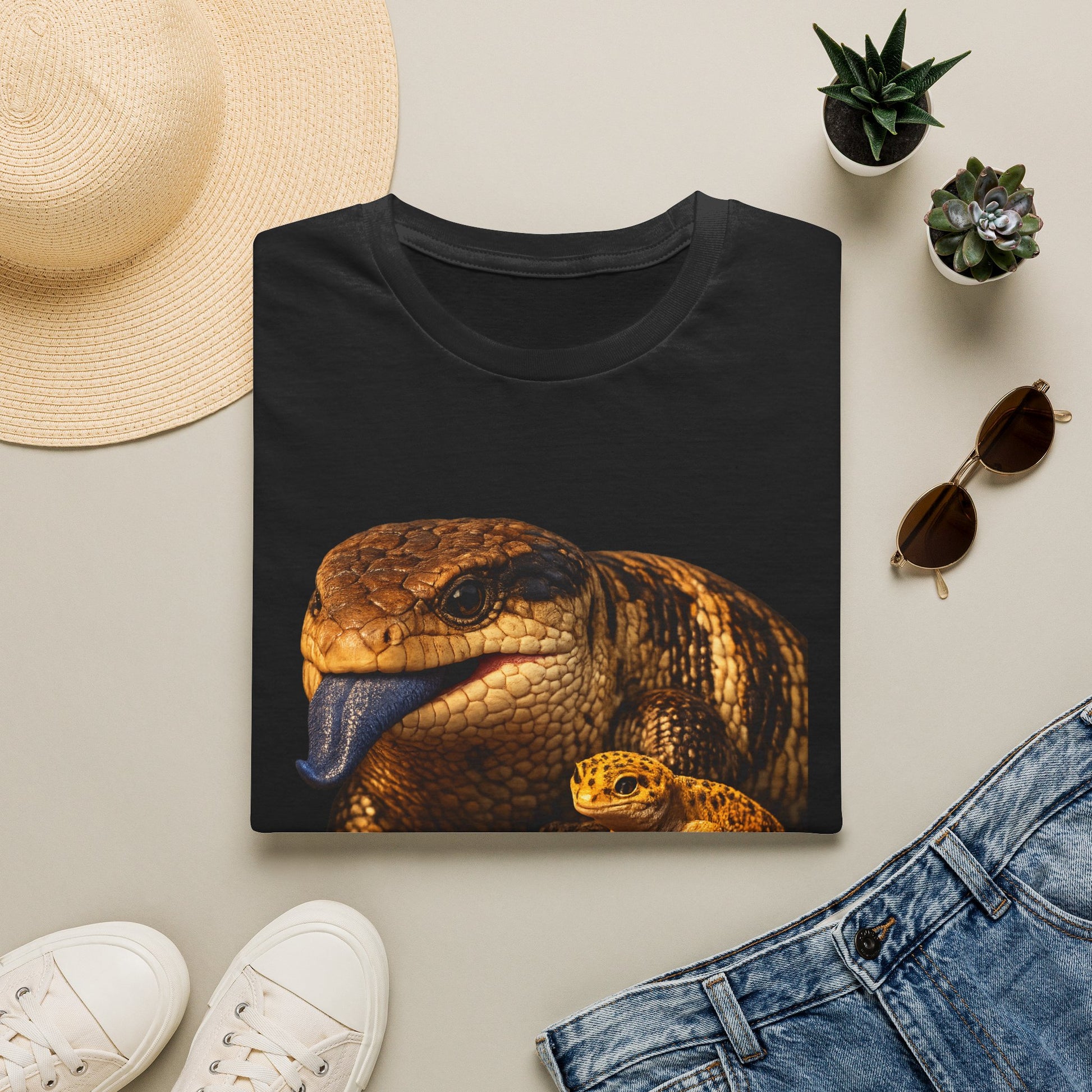 Blue Tongue Skink — Stick Your Tongue Out — photoreal reptile portraits — the ultimate herp appreciation. Gold Gecko Co. Reptile Roll Call collection.