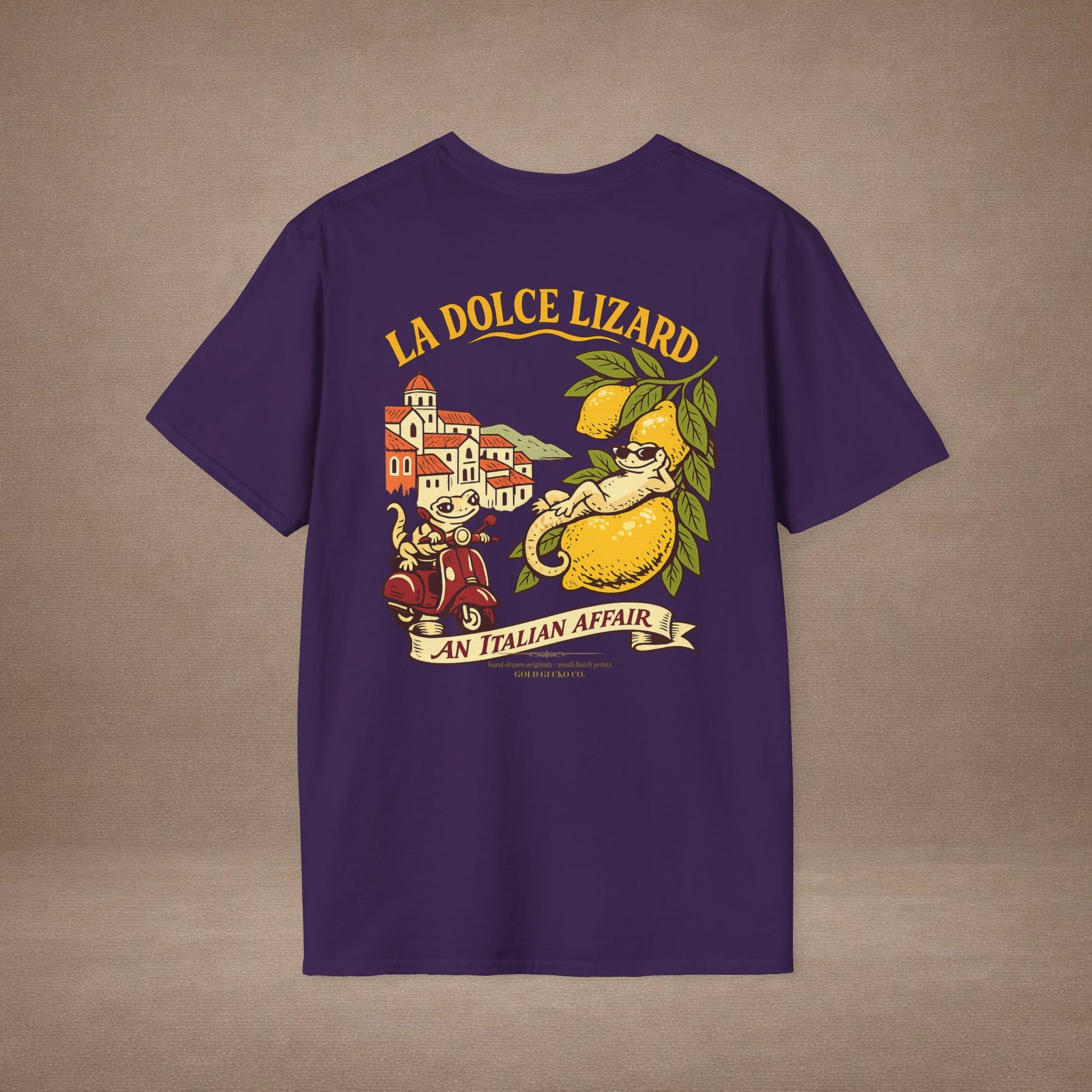 La Dolce Lizard Amalfi lemons Italian graphic t-shirt — Gold Gecko Co.