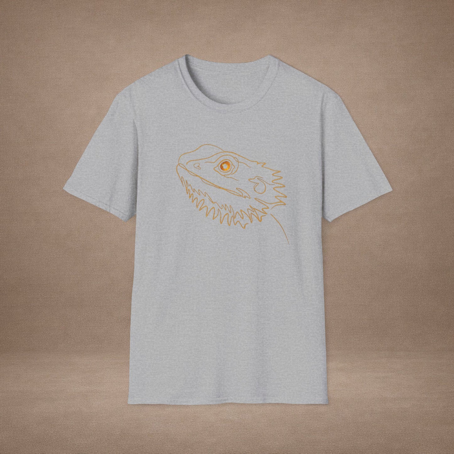 Amber Bearded Dragon single-line art with amber gold gem eye — Gold Gecko Co. Line & Gold collection (Dark)